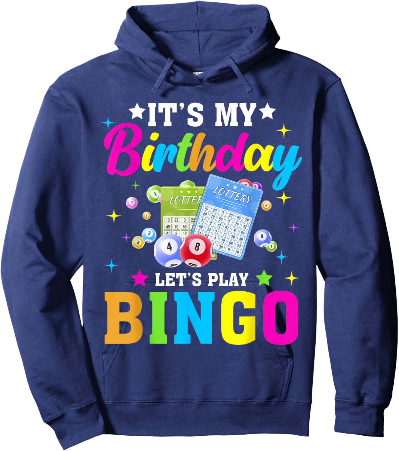 Bingo It's My Birthday Let's Play Bingo Vintage Xmas Hoodie - Hoodie | Navy