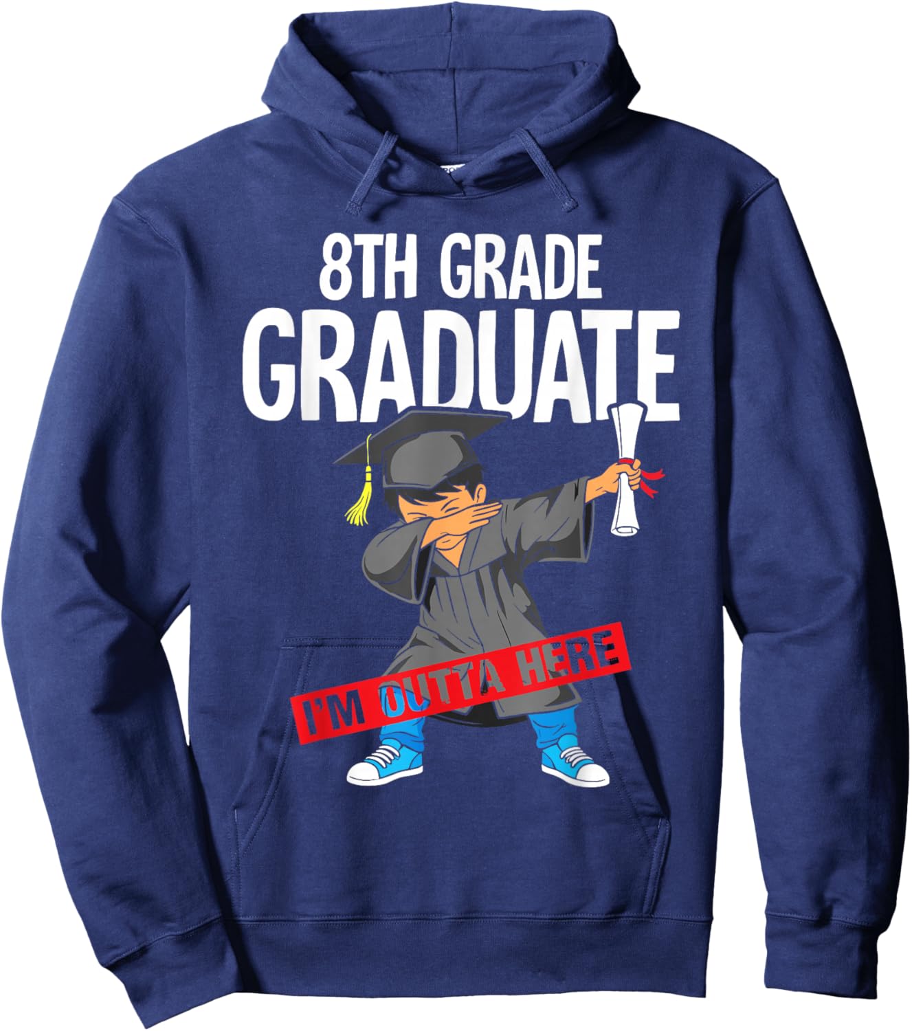8th Grade Graduate Class of 2026 Dab boy Graduation Hoodie - Hoodie | Navy