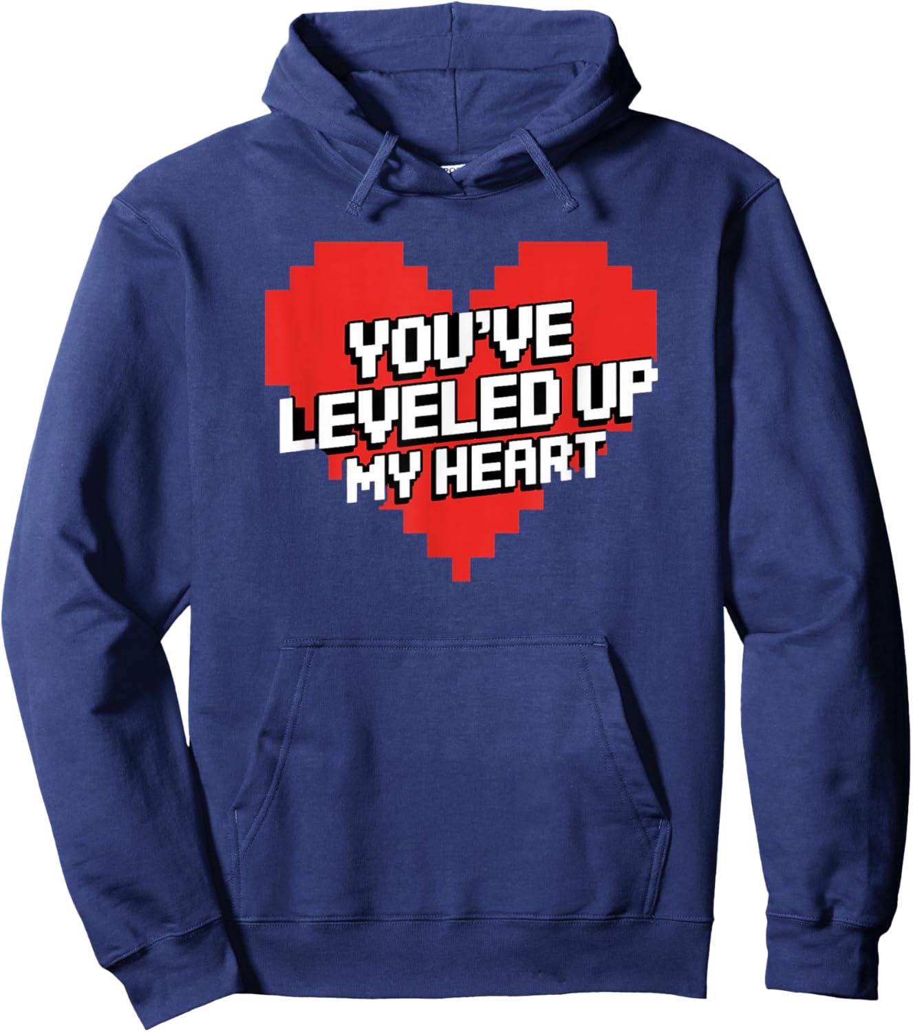 You've Leveled Up My Heart Gamer Love Valentine's Day Retro Hoodie - Hoodie | Navy