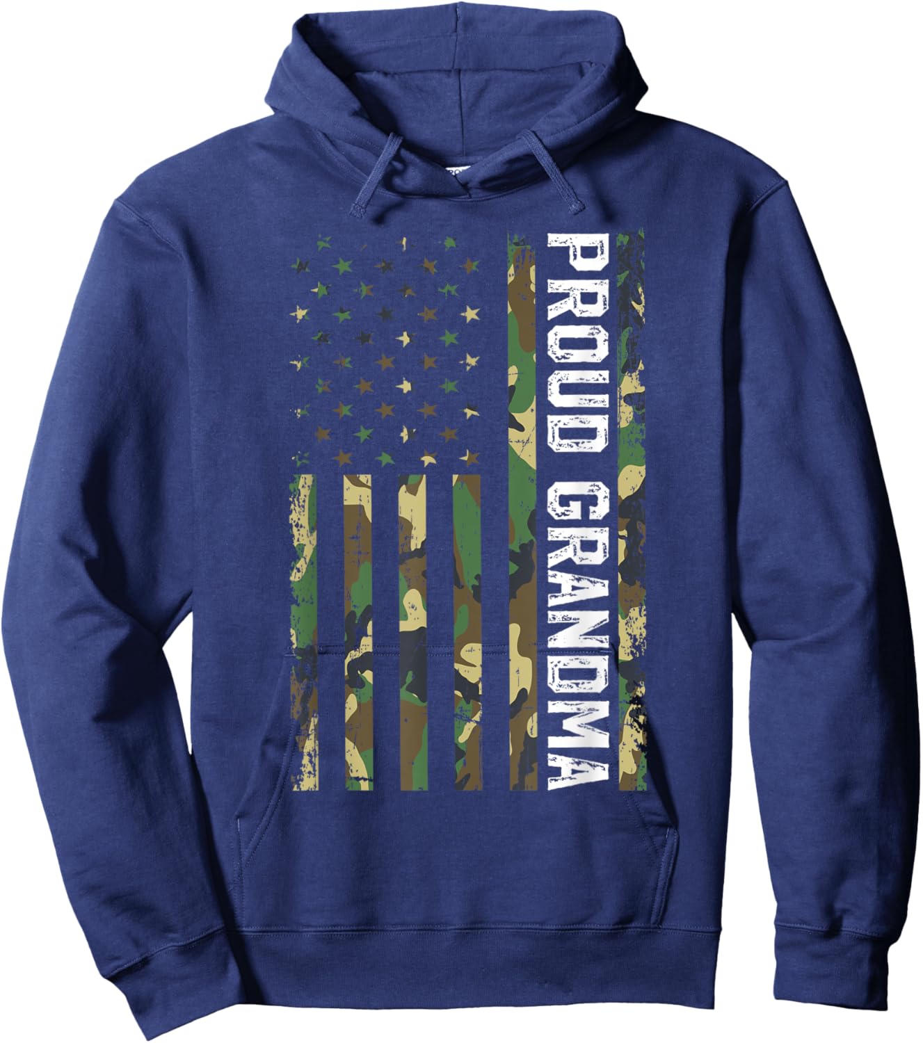 Proud Grandma Of A Soldier Grandma Military Grandma US Flag Hoodie - Hoodie | Navy