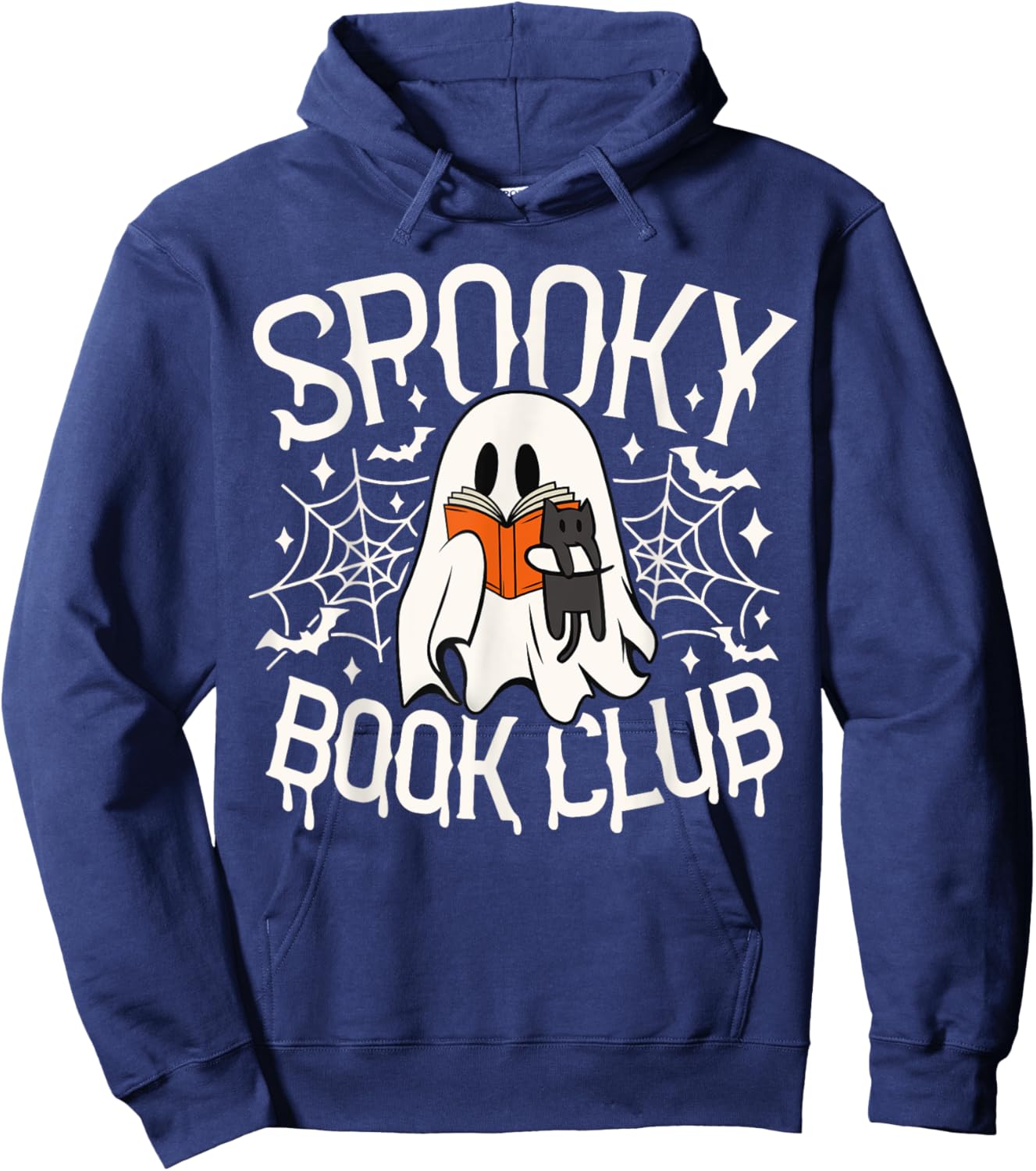 Spooky Book Club Cute Ghost Reading Book Halloween Costume Hoodie - Hoodie | Navy