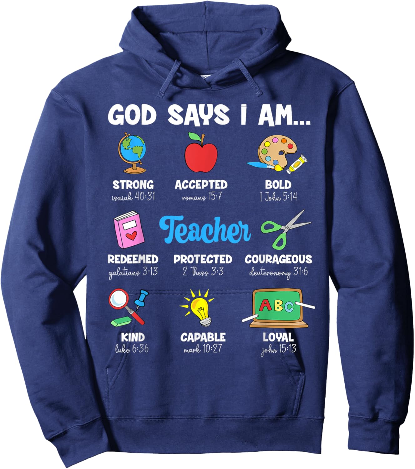 Funny God Says Im Teacher Christian Back To School Religious Men Women Hoodie - Hoodie | Navy