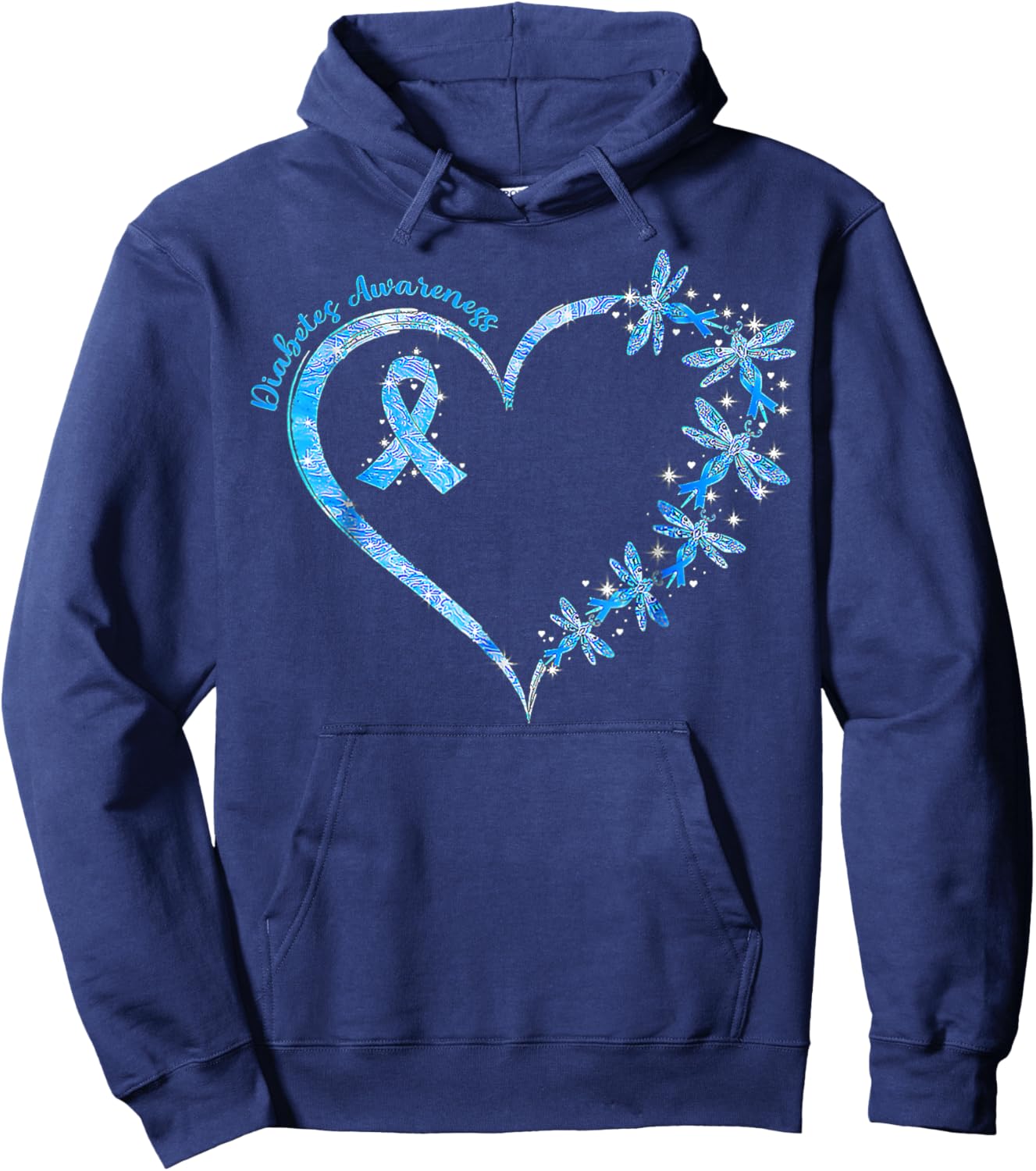 In November We Wear Blue Cure Diabetes Awareness Love Heart Hoodie - Hoodie | Navy