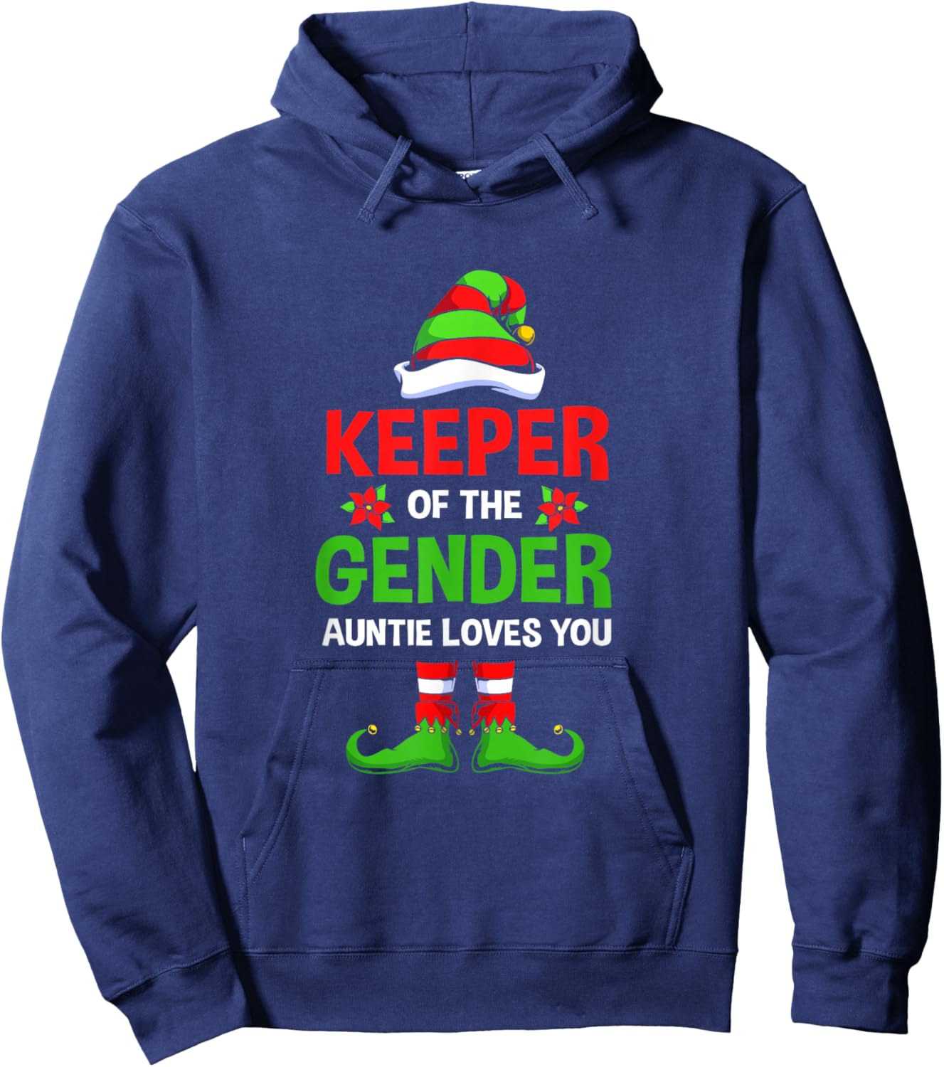 Christmas Gender Reveal Aunt Cute Elf Keeper Of The Gender Hoodie - Hoodie | Navy