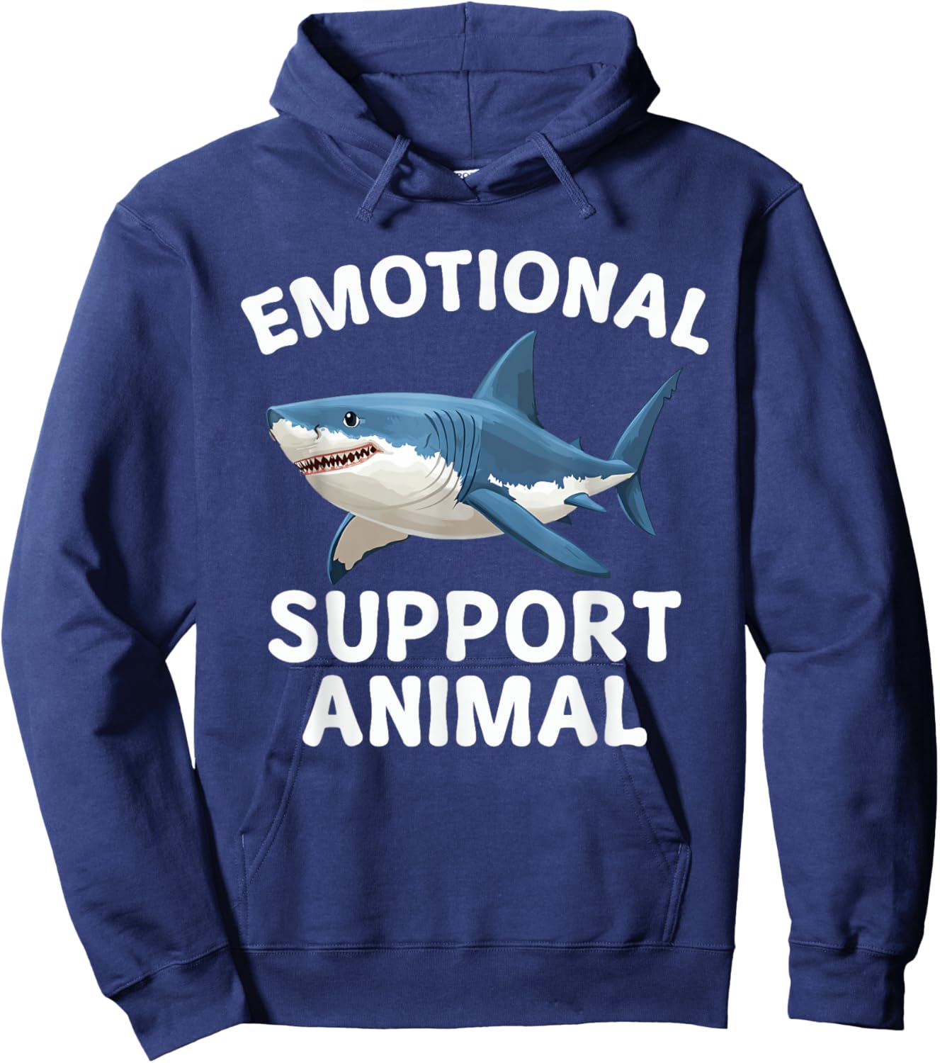 Emotional Support Animal Funny Scary Shark Hoodie - Hoodie | Navy