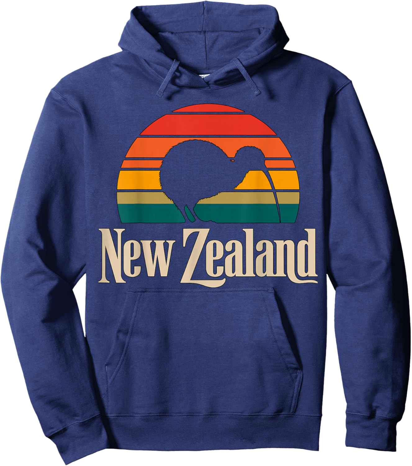 New Zealand Kiwi Bird Vintage Sunset Travel Vacation Hoodie - Hoodie | Navy