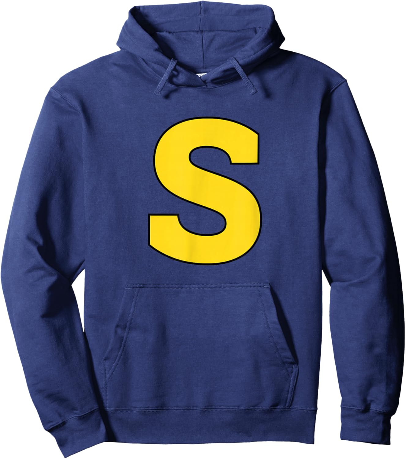 Halloween S Monogram Yellow Initial - Bold S Letter Spoo Hoodie - Hoodie | Navy