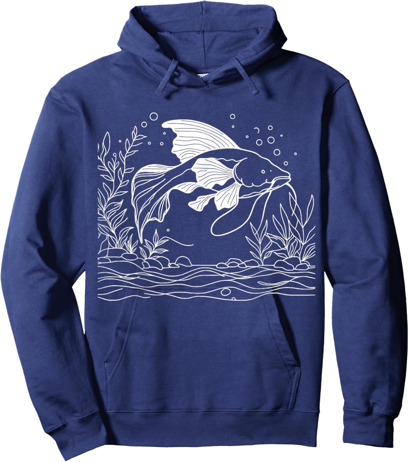 Line Art Fish & Ichthyologist African Lungfish Hoodie - Hoodie | Navy