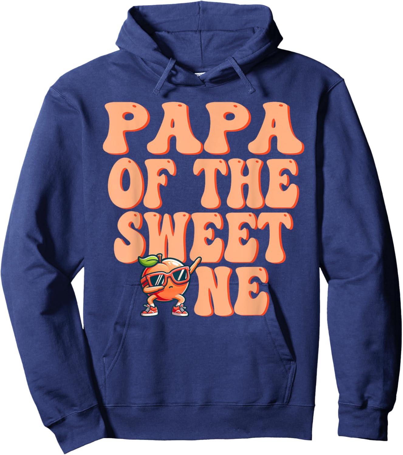 Papa of The Sweet One Peach 1st Birthday on Peach Hoodie - Hoodie | Navy