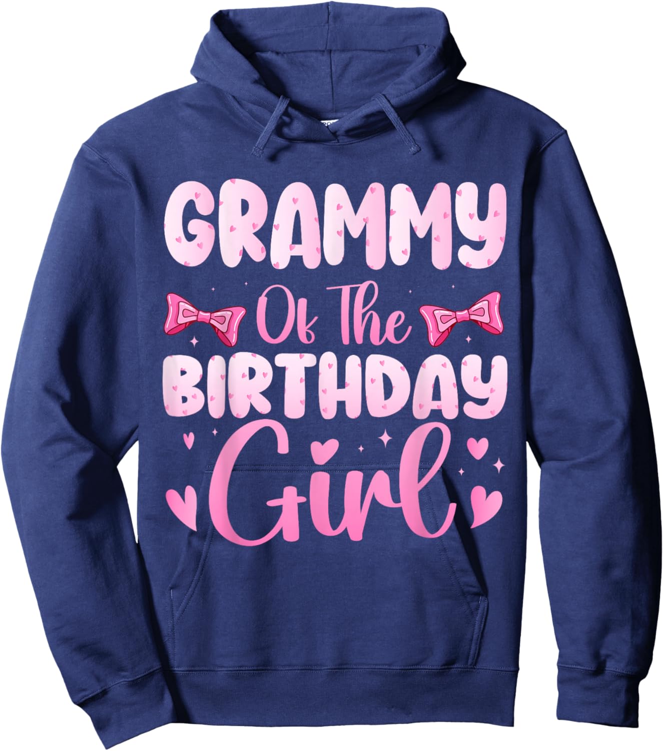 Grammy of The Birthday Girl Family Pink Coquette Bow Hoodie - Hoodie | Navy