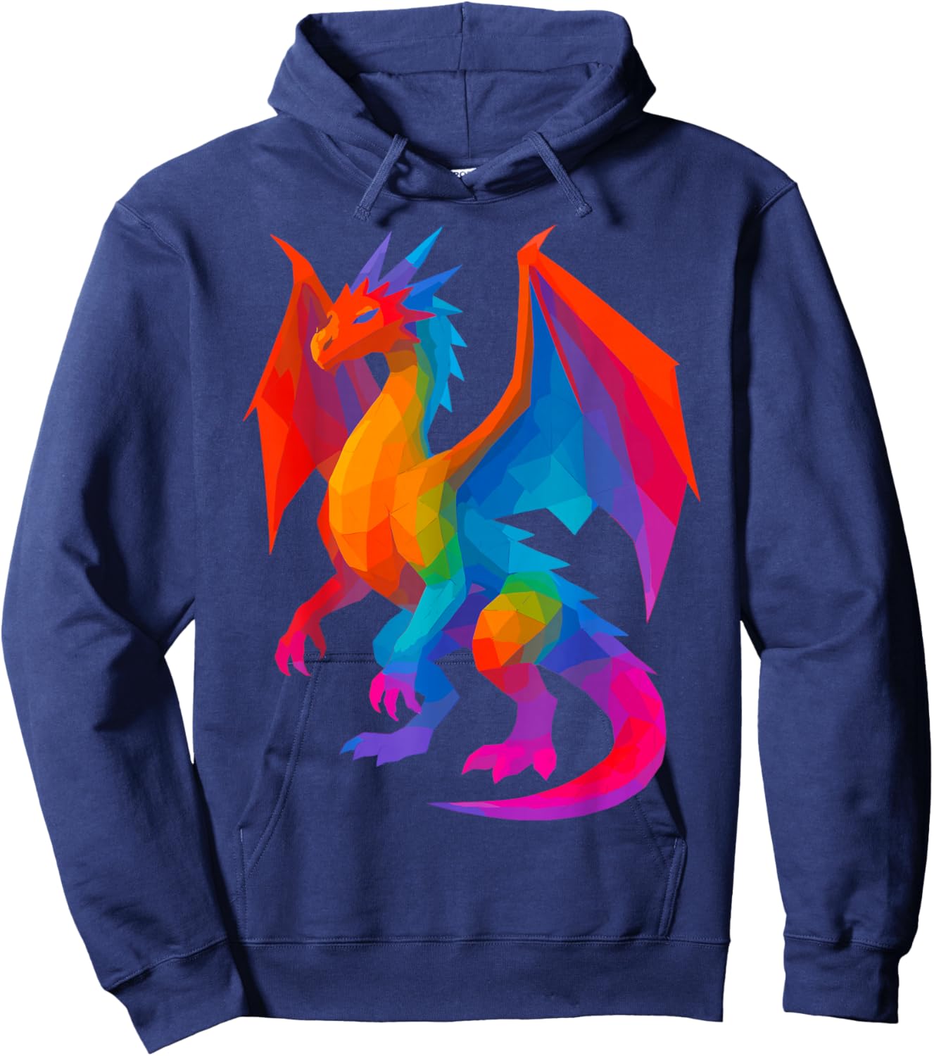 Tie-Dye Geometric Dragon Psychedelic Hoodie - Hoodie | Navy