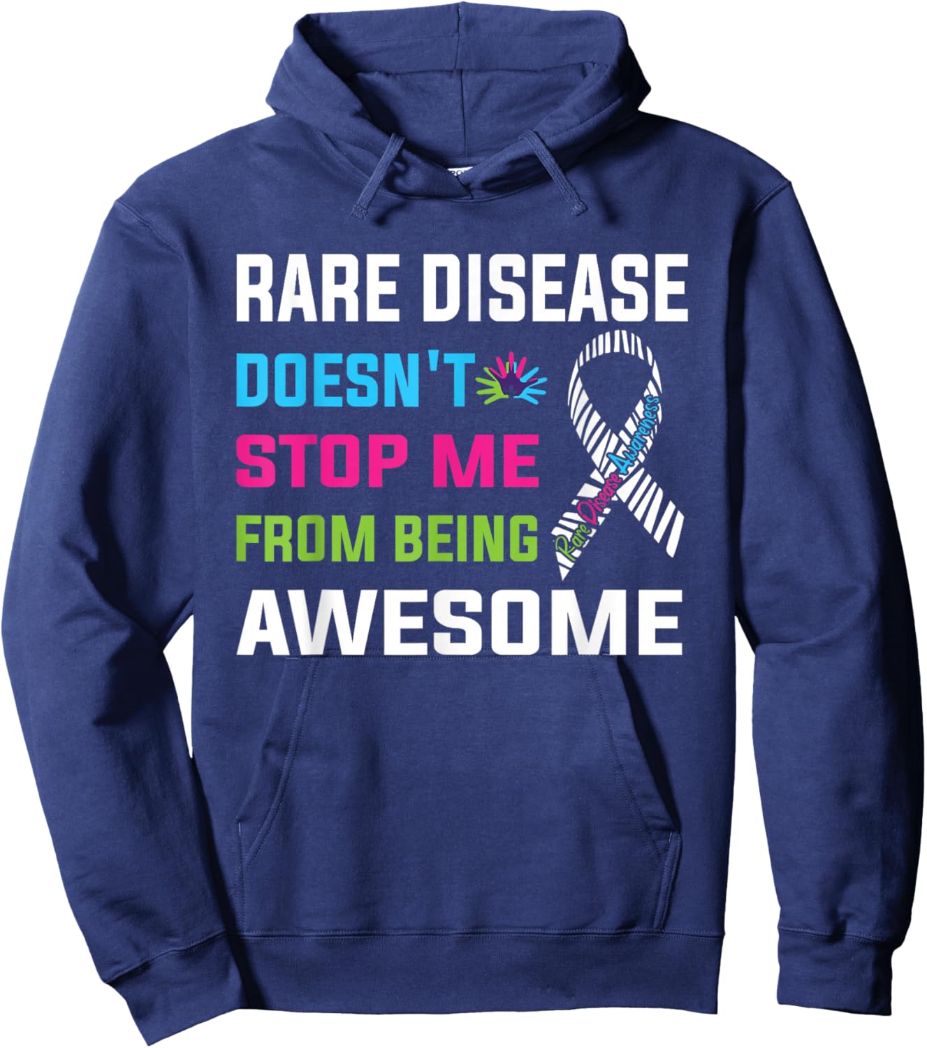 Rare Disease Awareness Day 2026 Rare Genes Zebra Ribbon Hoodie - Hoodie | Navy