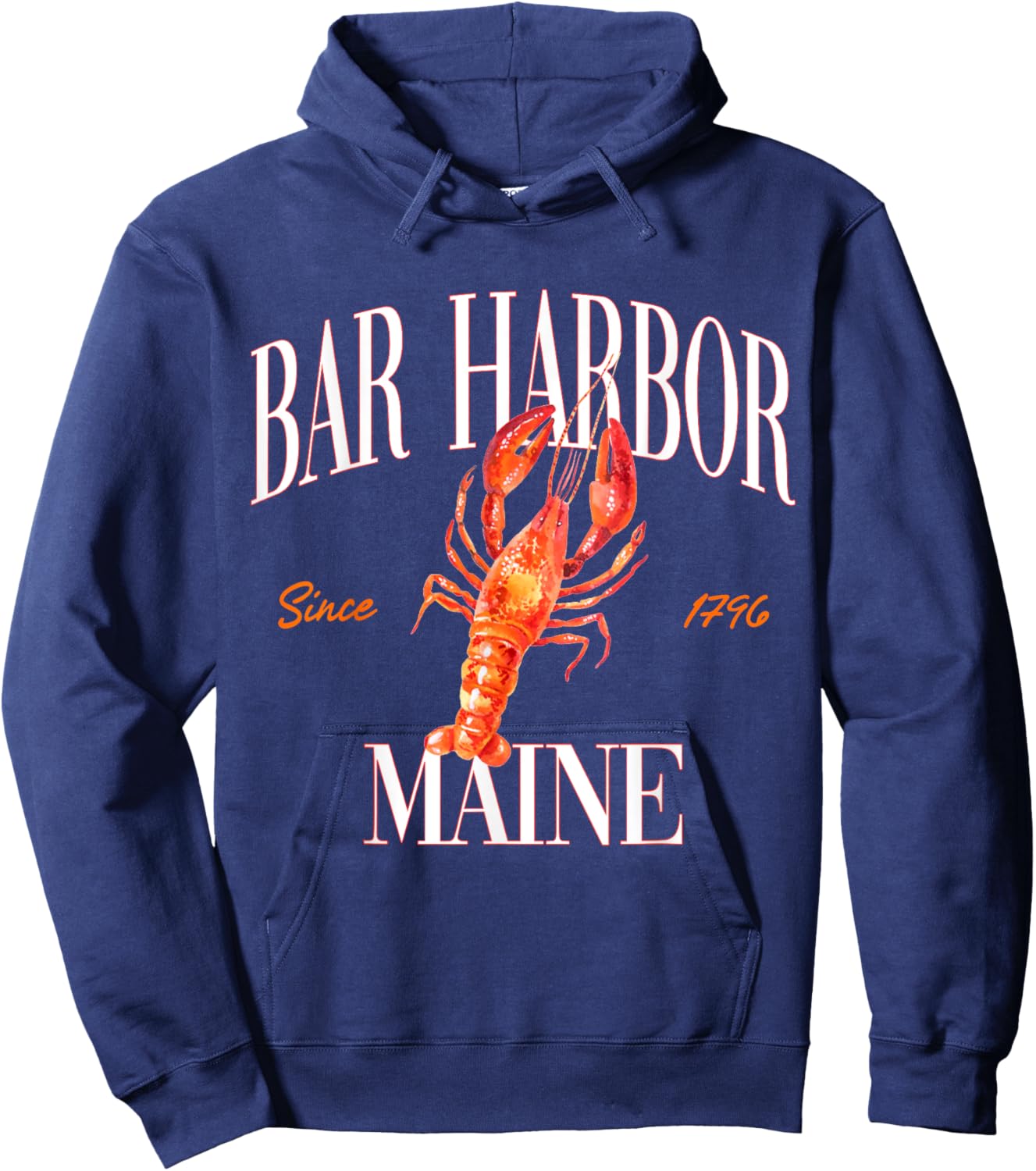 Bar Harbor Maine Est. 1796 Lobster Souvenir Vintage Retro Hoodie - Hoodie | Navy
