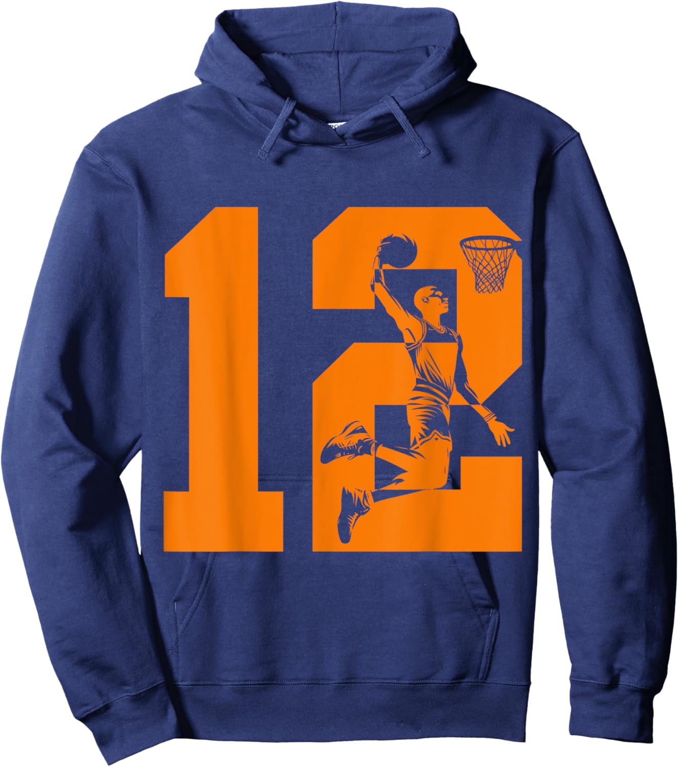 Number 12 Basketball 12th Birthday Hoodie - Hoodie | Navy