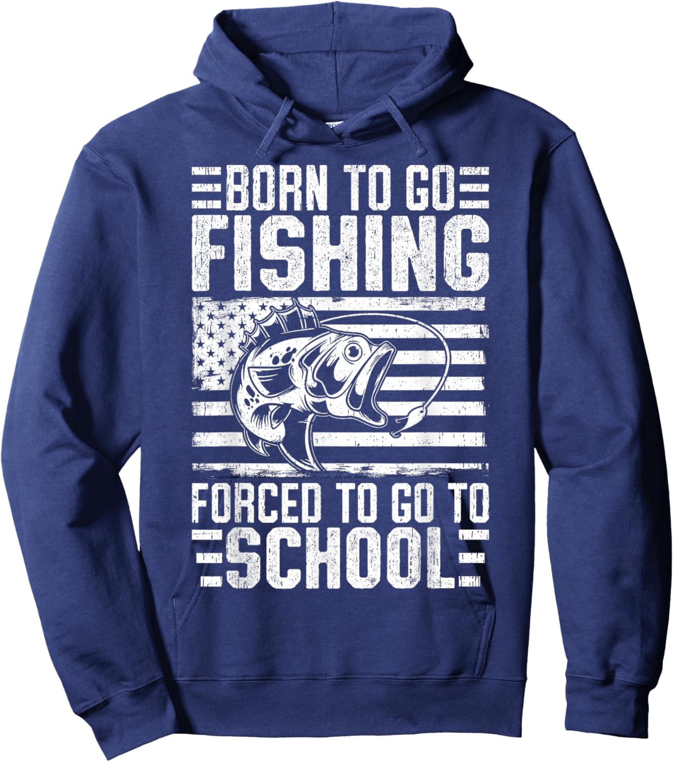 Born To Go Fishing Bass Fish Fisherman Boy Kid Funny Fishing Hoodie - Hoodie | Navy