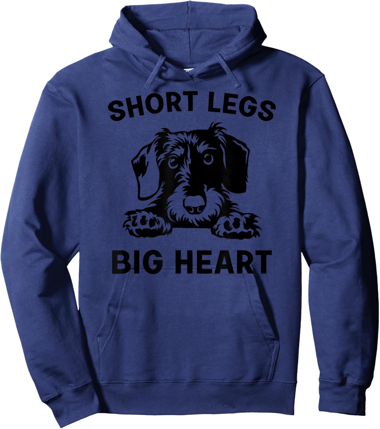 Funny Dachshund Hard Haired Short Legs Big Heart Hoodie - Hoodie | Navy