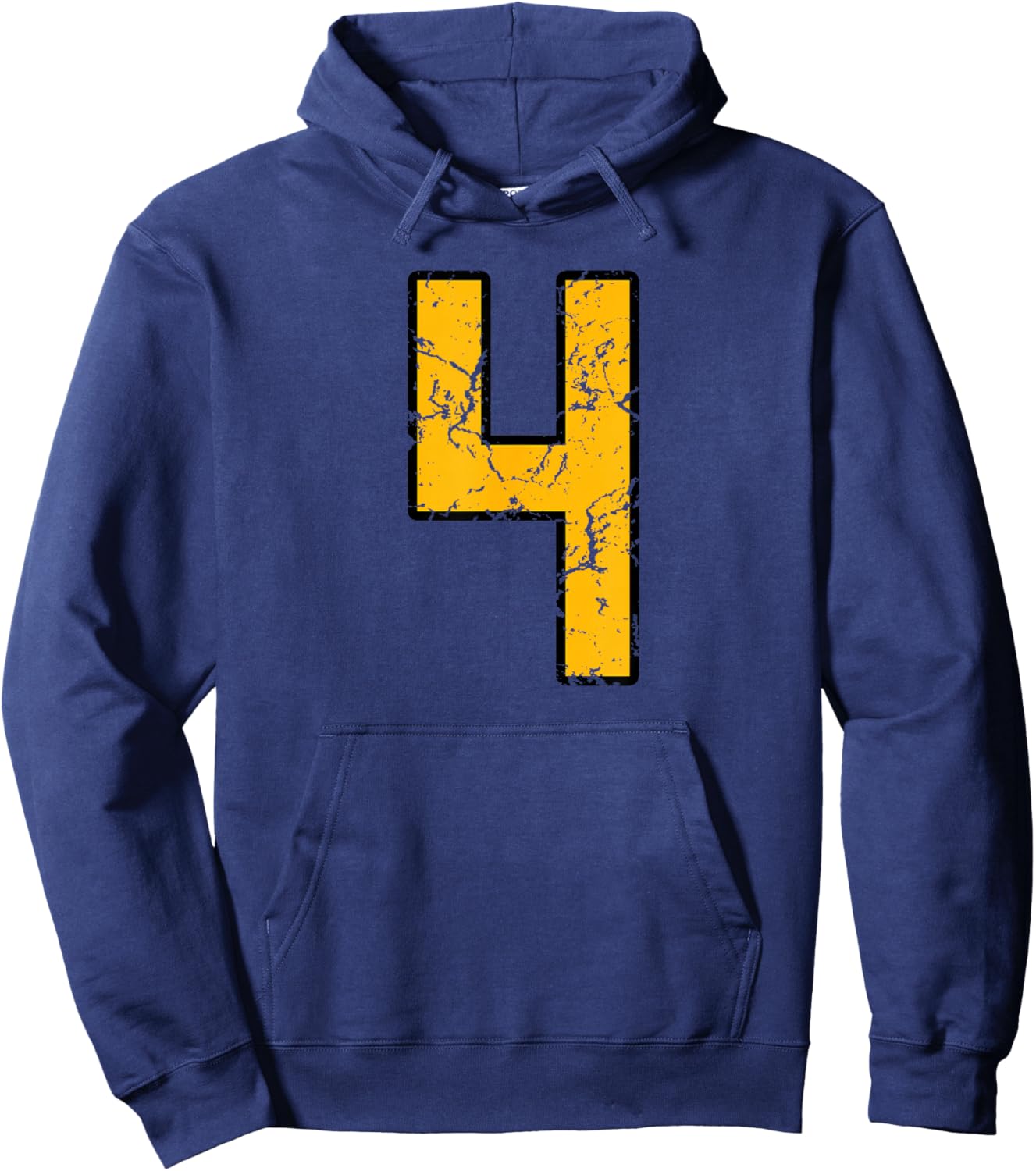 Gold and Black Sports Number 4 Jersey Uniform Player Hoodie - Hoodie | Navy