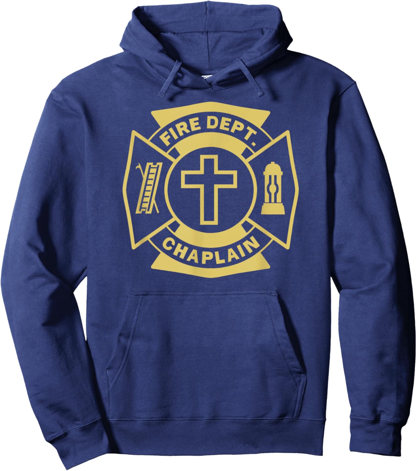 FIRE CHAPLAIN Firefighter Maltese Cross Patch Pastor Priest Hoodie - Hoodie | Navy