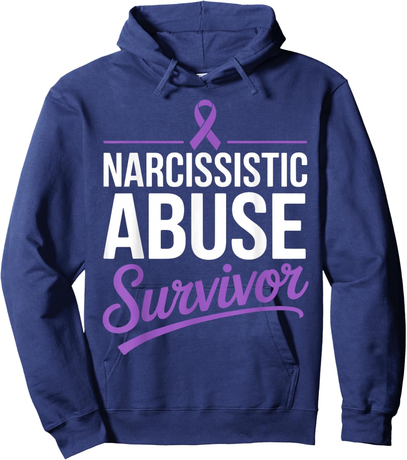 Narcissistic Abuse Survivor Domestic Violence Purple Ribbon Hoodie - Hoodie | Navy