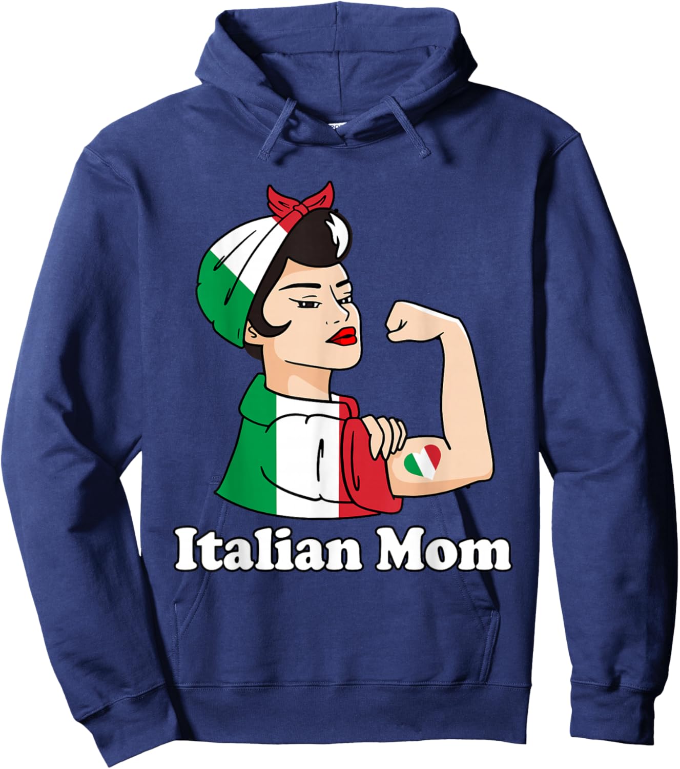 Italian Strong Mom Italian Roots Italian Pride Italy Flag Hoodie - Hoodie | Navy