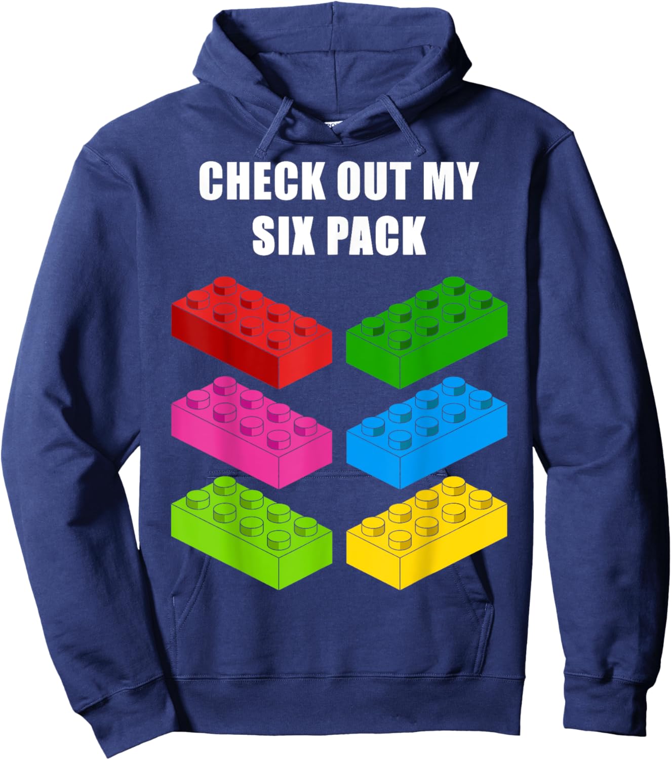 Check Out My Six Pack Funny idea for Building Blocks Lovers Hoodie - Hoodie | Navy