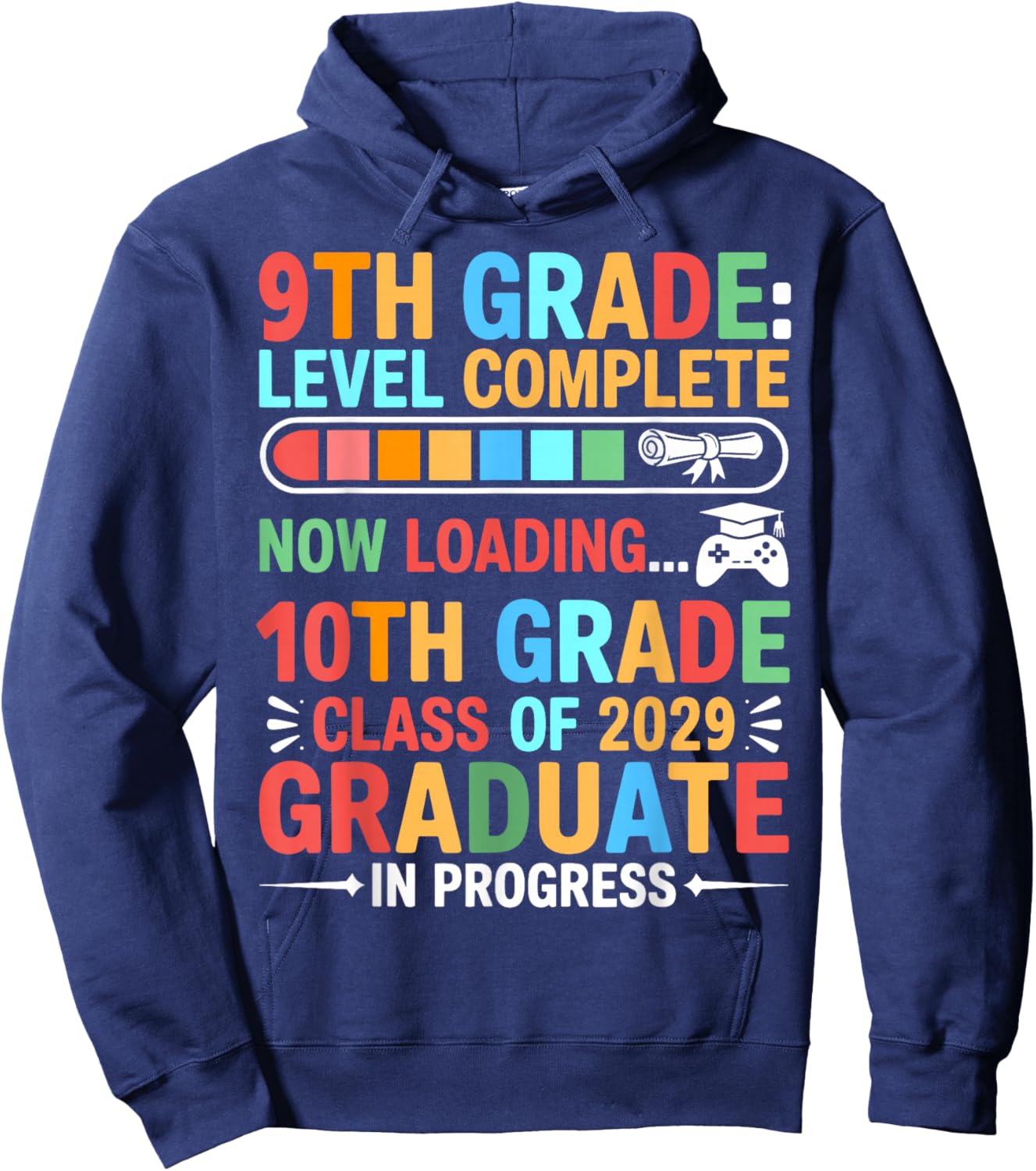 9th Grade Level Complete Last Day of School Kids 9th Grade Hoodie - Hoodie | Navy
