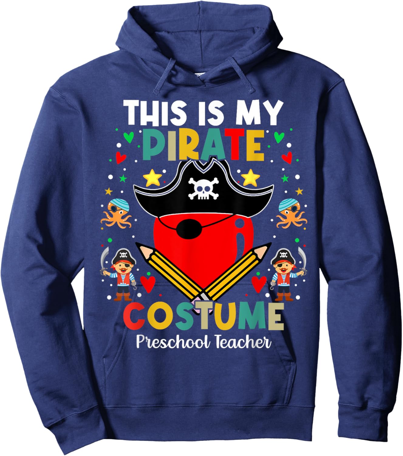 Pirate Costume Preschool teacher Pirate Teacher Halloween Hoodie - Hoodie | Navy