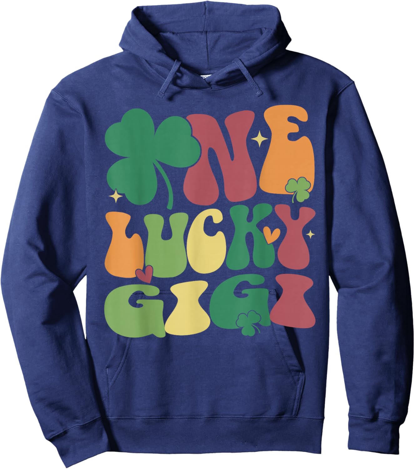 Retro Groovy St Patricks Day One Lucky Gigi Hoodie - Hoodie | Navy