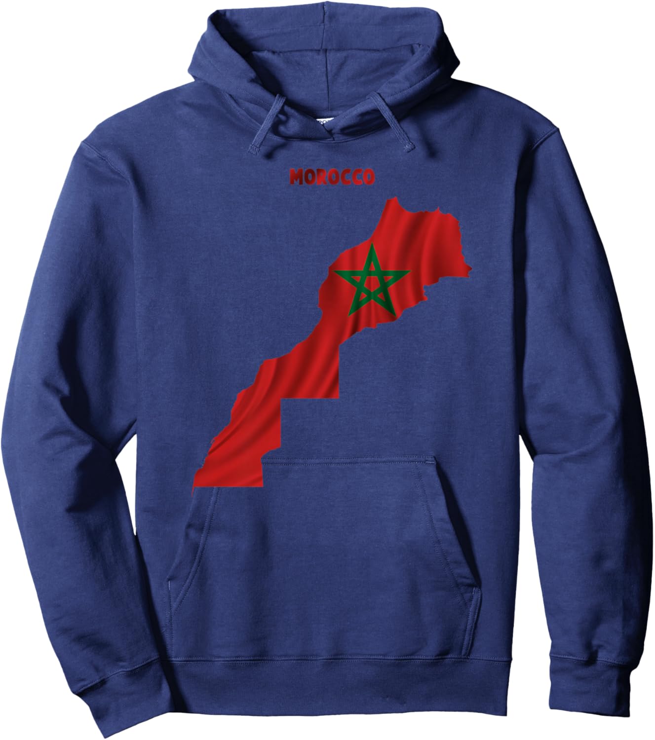 Drapeau marocain ondulé à l'intérieur de la Carte du Maroc Haut de Gamme Hoodie - Hoodie | Navy