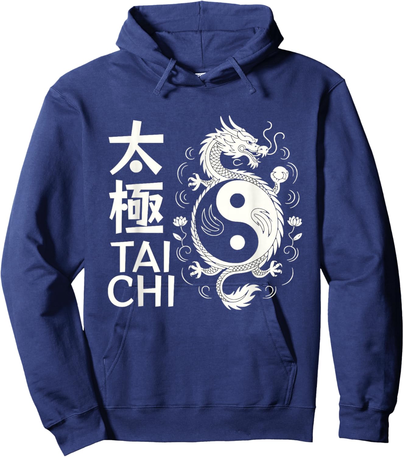 Dragon Yin Yang Tai Chi Chinese Artistic Symbol Air Energy Hoodie - Hoodie | Navy