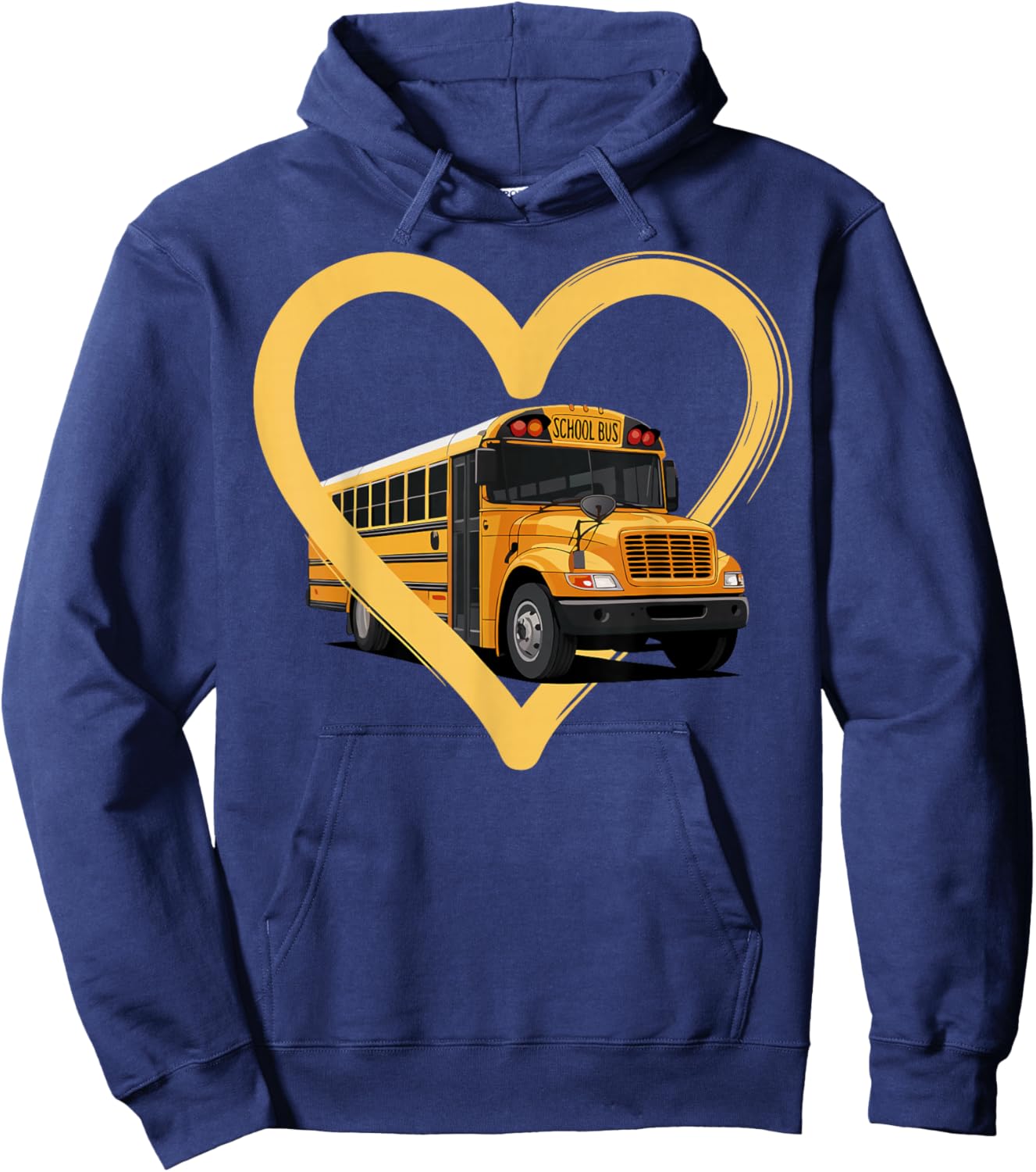 School Bus Driver Heart Yellow Bus Hoodie - Hoodie | Navy