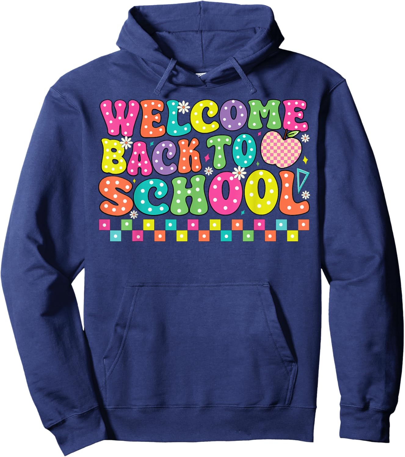 Welcome Back To School First Day of School Teachers Groovy Hoodie - Hoodie | Navy