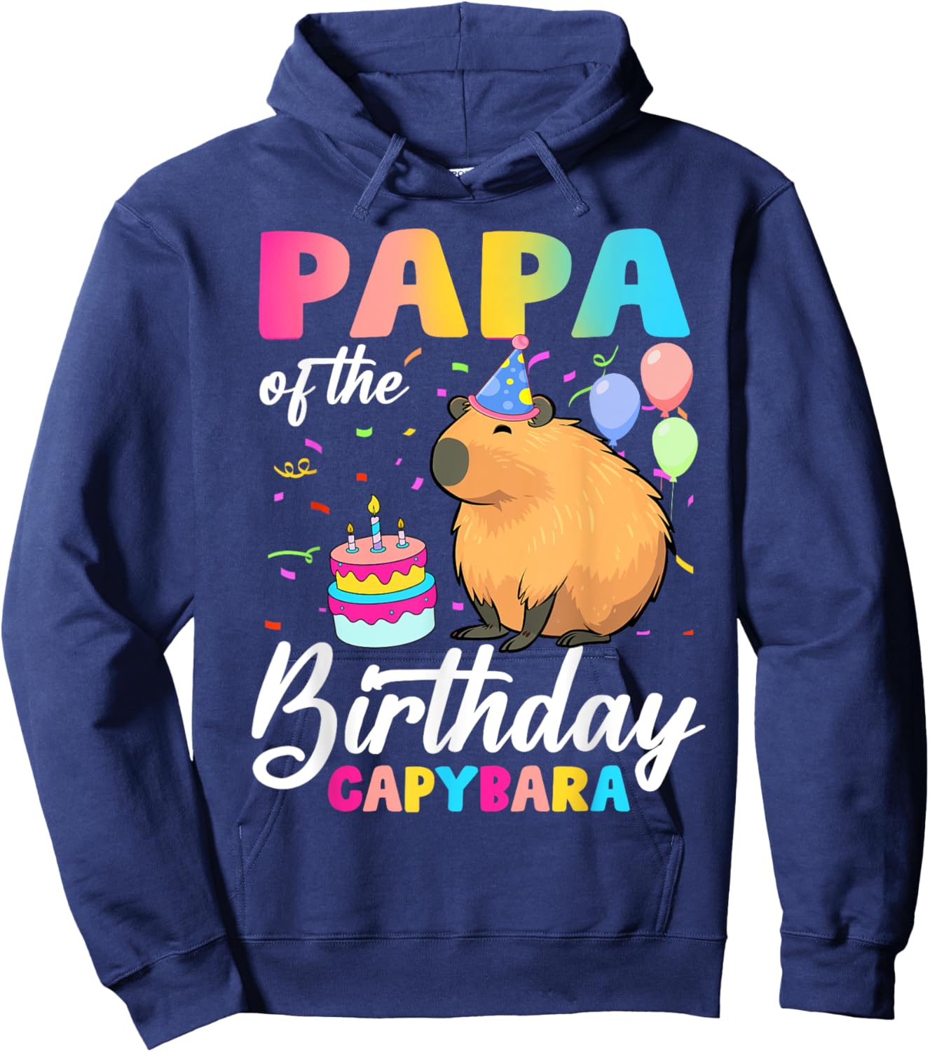Papa Of The Birthday Capybara Girl Bday Party Family Hoodie - Hoodie | Navy