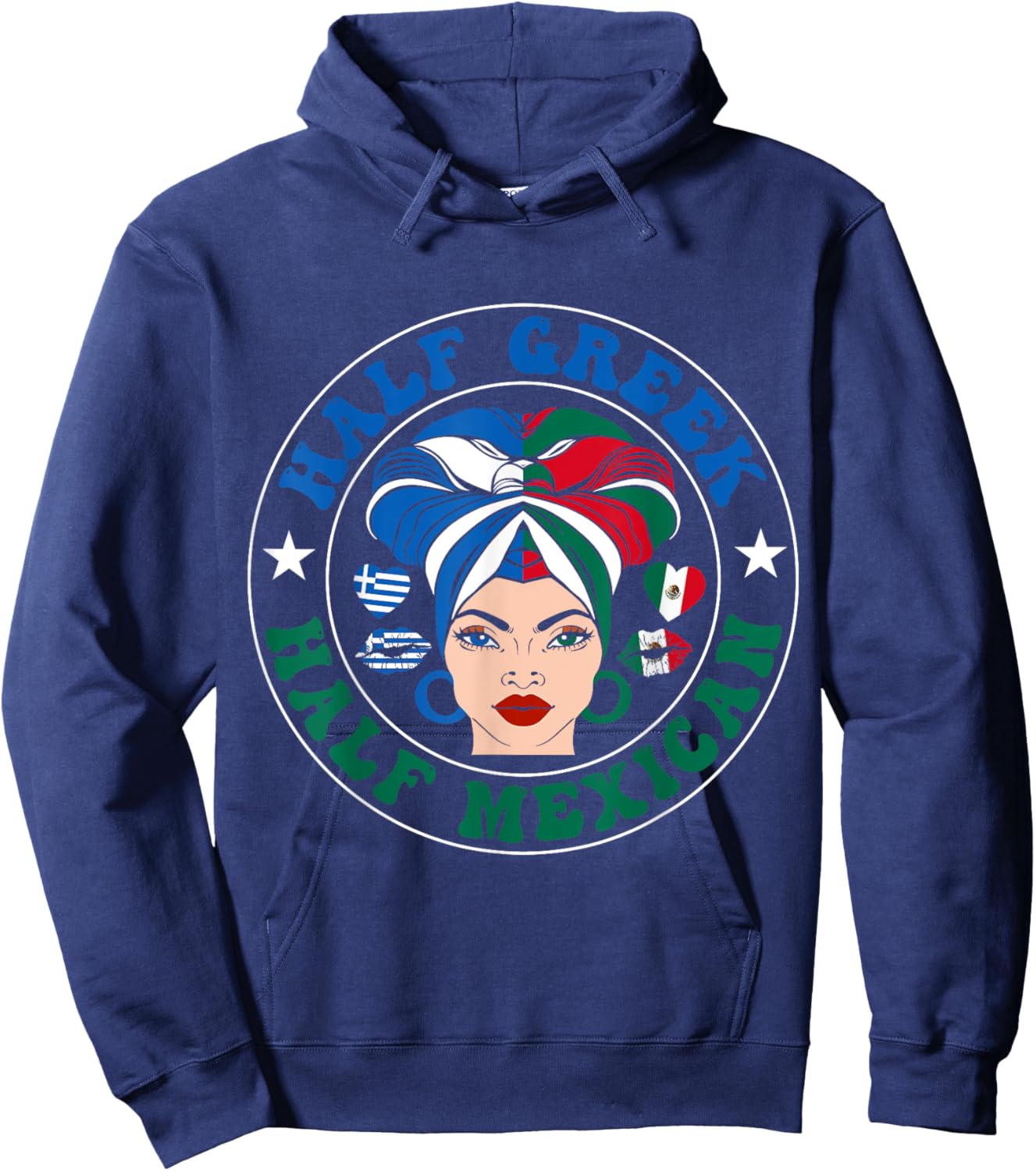 Half Greek Half Mexican Greece Mexico Flag Roots Women Girls Hoodie - Hoodie | Navy