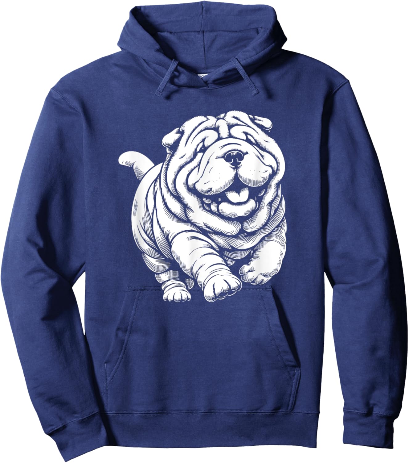 Cute Shar Pei Dog Running Art Design Women Hoodie - Hoodie | Navy