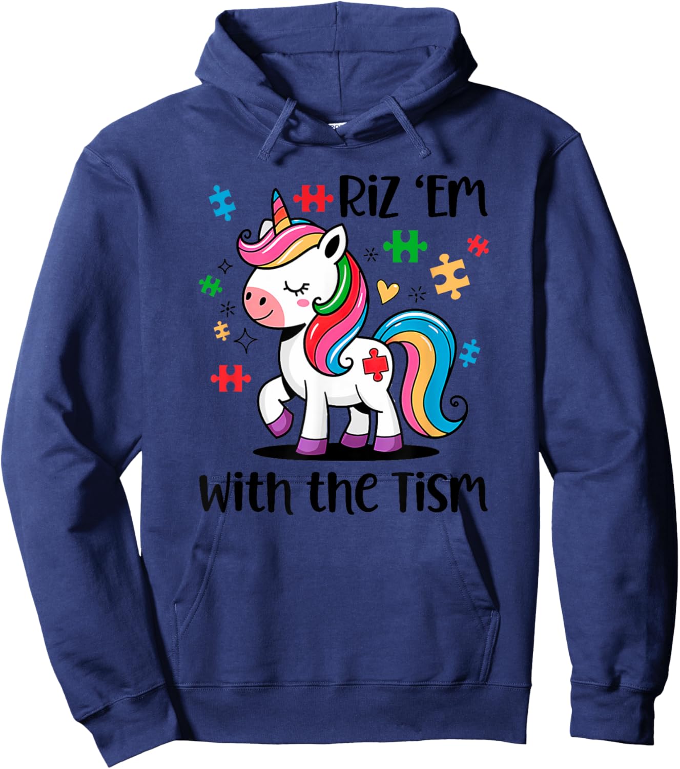 Riz 'Em with the Tism Unicorn for Kids Hoodie - Hoodie | Navy