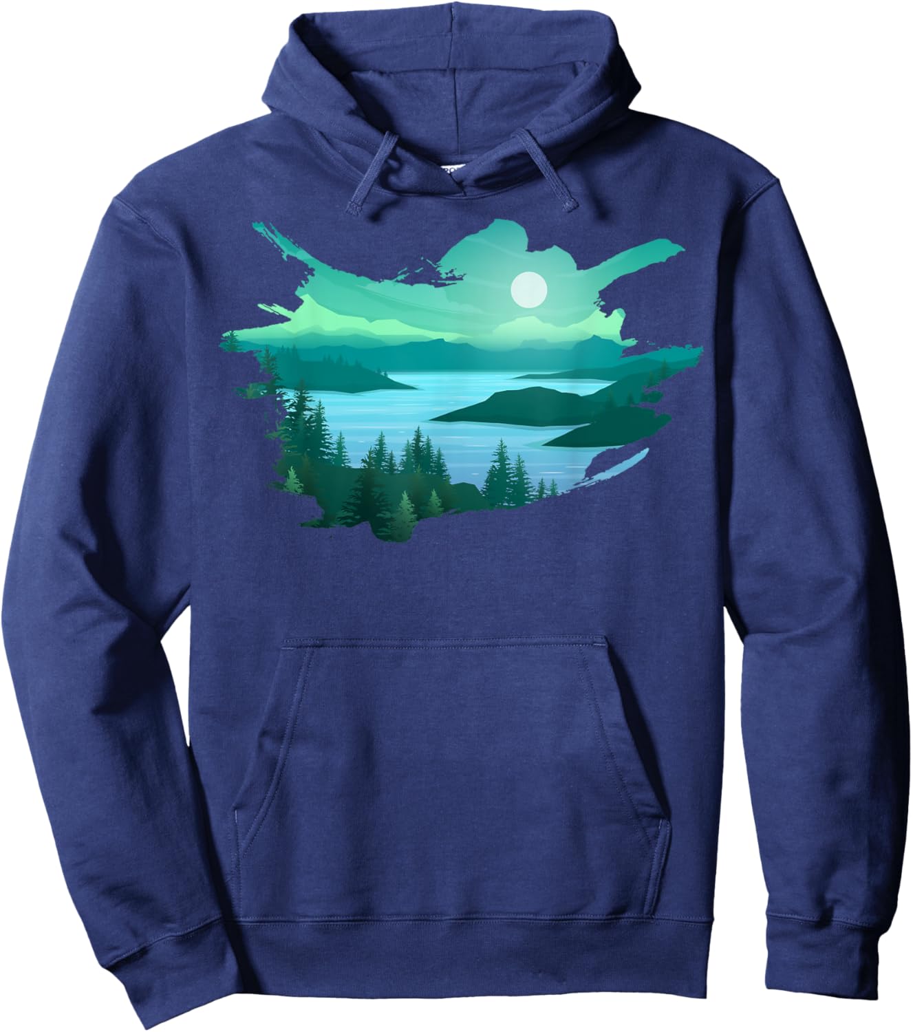 Timeless Mountain, Nature Trees, River and Forest Hoodie - Hoodie | Navy