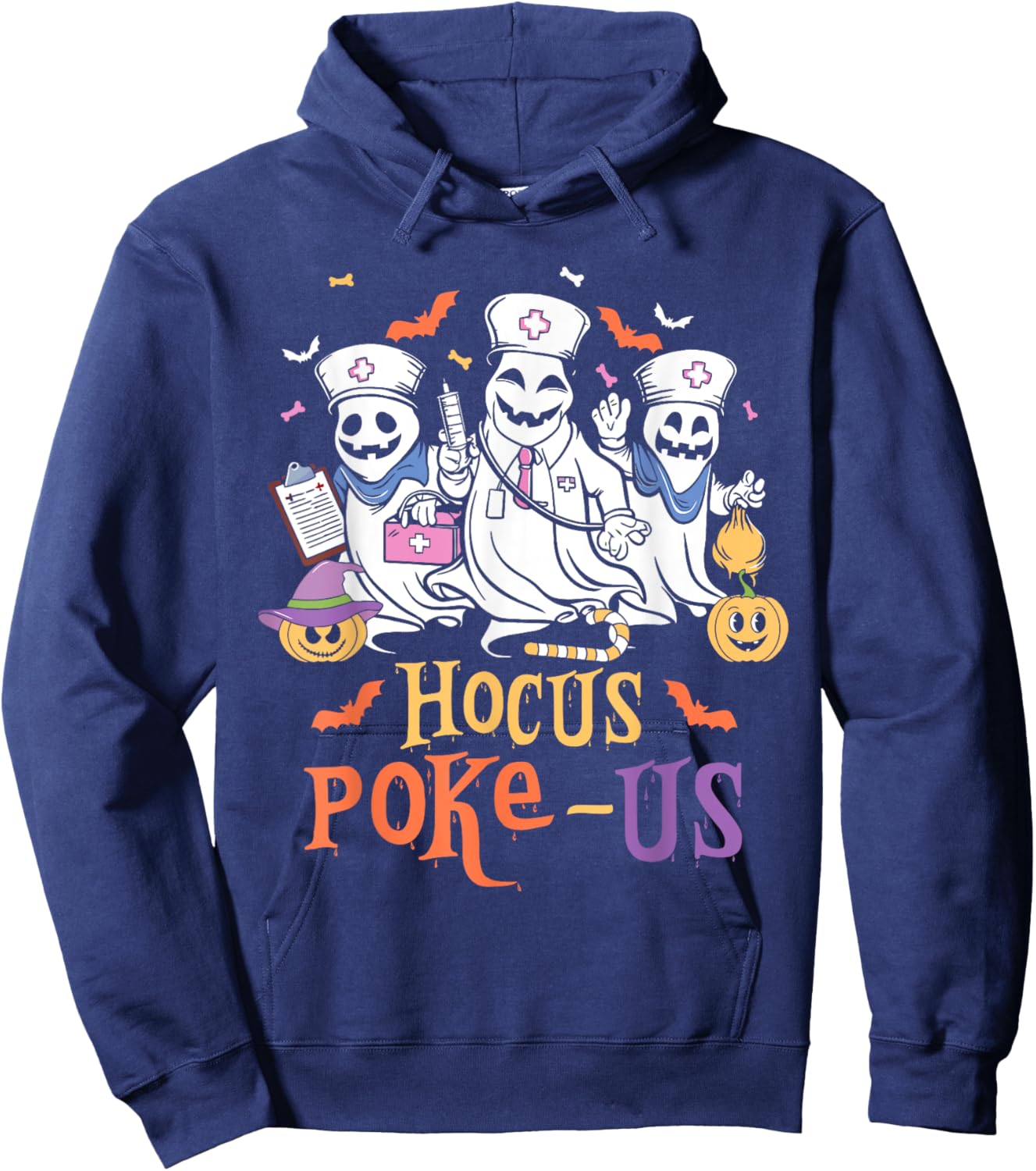 Phlebotomist Halloween,Medical Lab Tech,ER Crew Spooky Nurse Hoodie - Hoodie | Navy