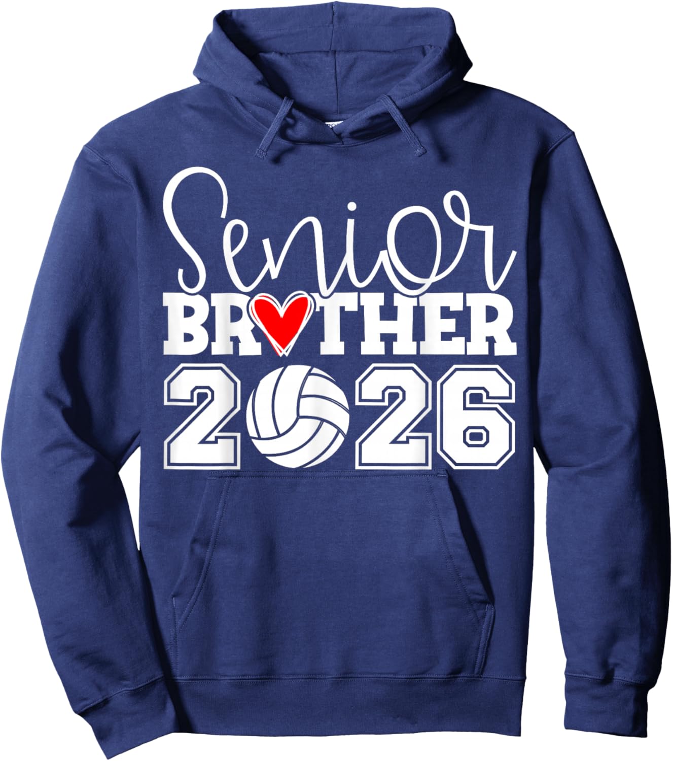 Senior Volleyball Brother 2026 Class of 2026 Graduation Hoodie - Hoodie | Navy