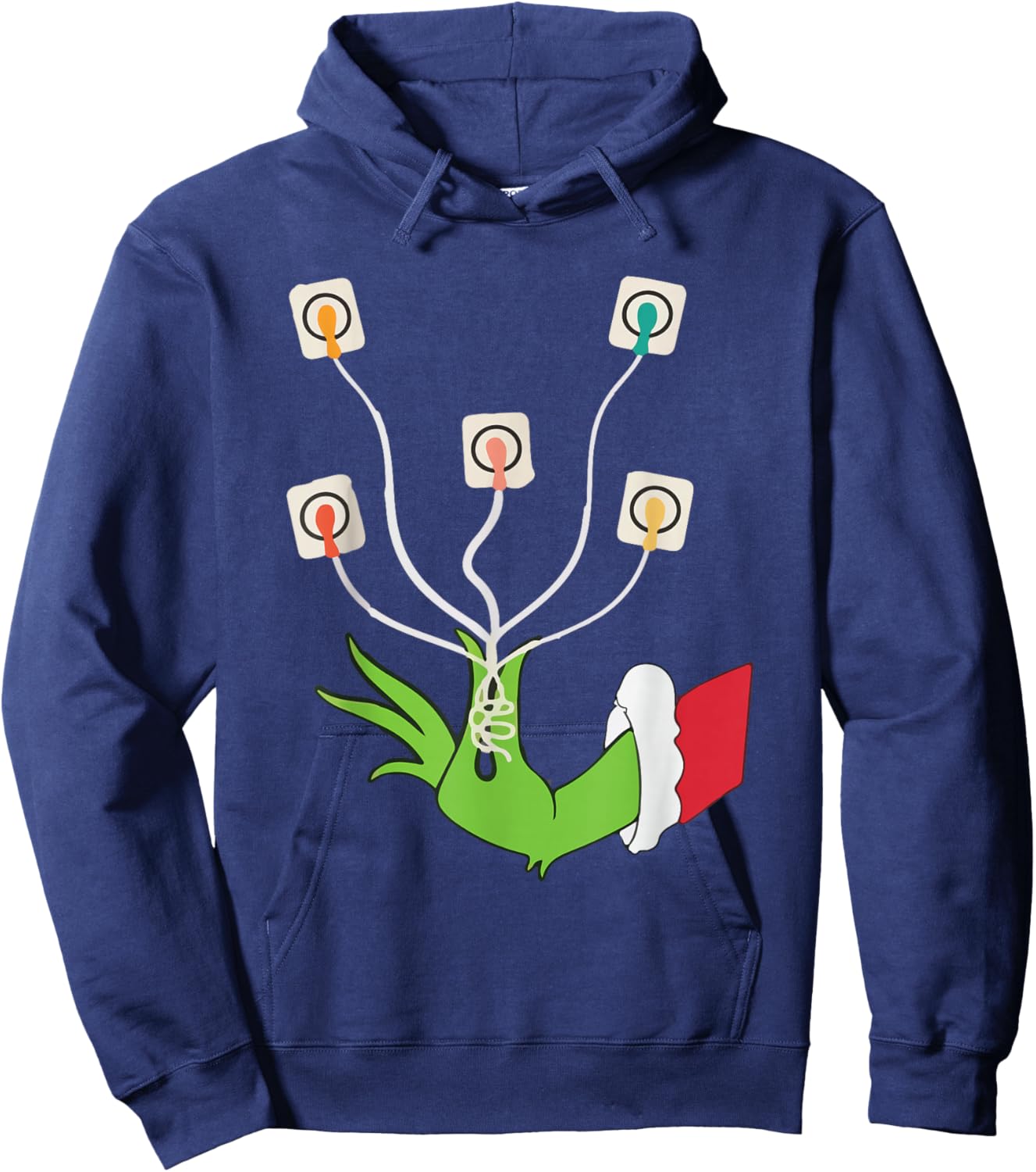 Funny Christmas Lights EKG Leads Cheat Sheet Nurse Christmas Hoodie - Hoodie | Navy