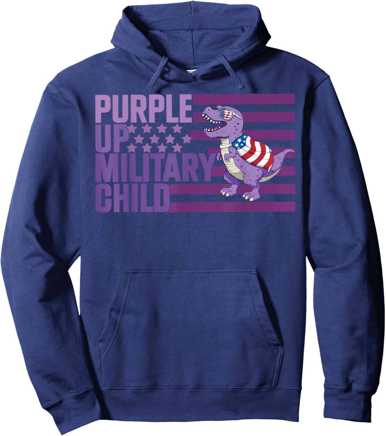 Purple Up for Military Kids Military Child Month Dinosaur Hoodie - Hoodie | Navy