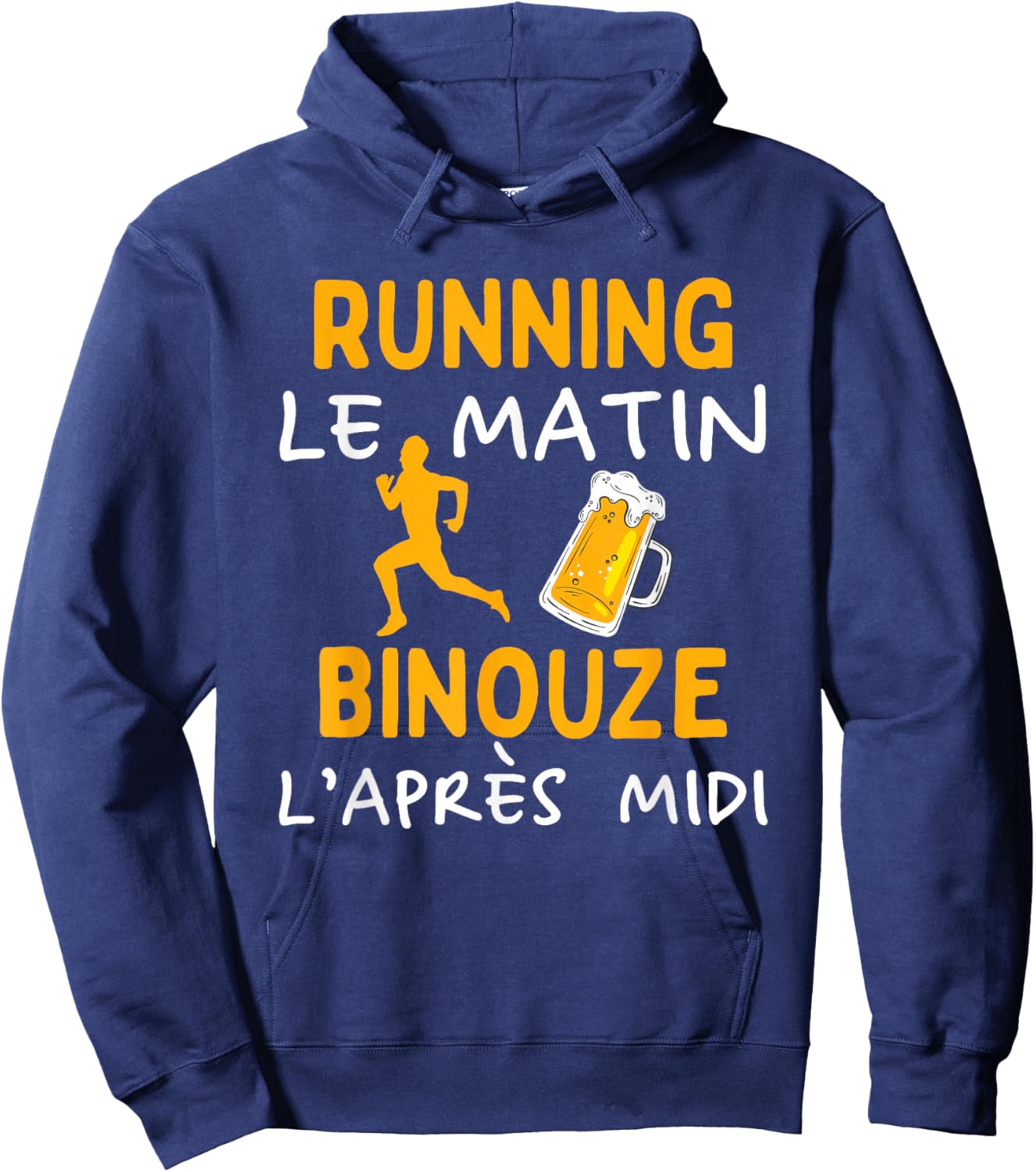 Running Morning Beer Afternoon Humor Running Hoodie - Hoodie | Navy