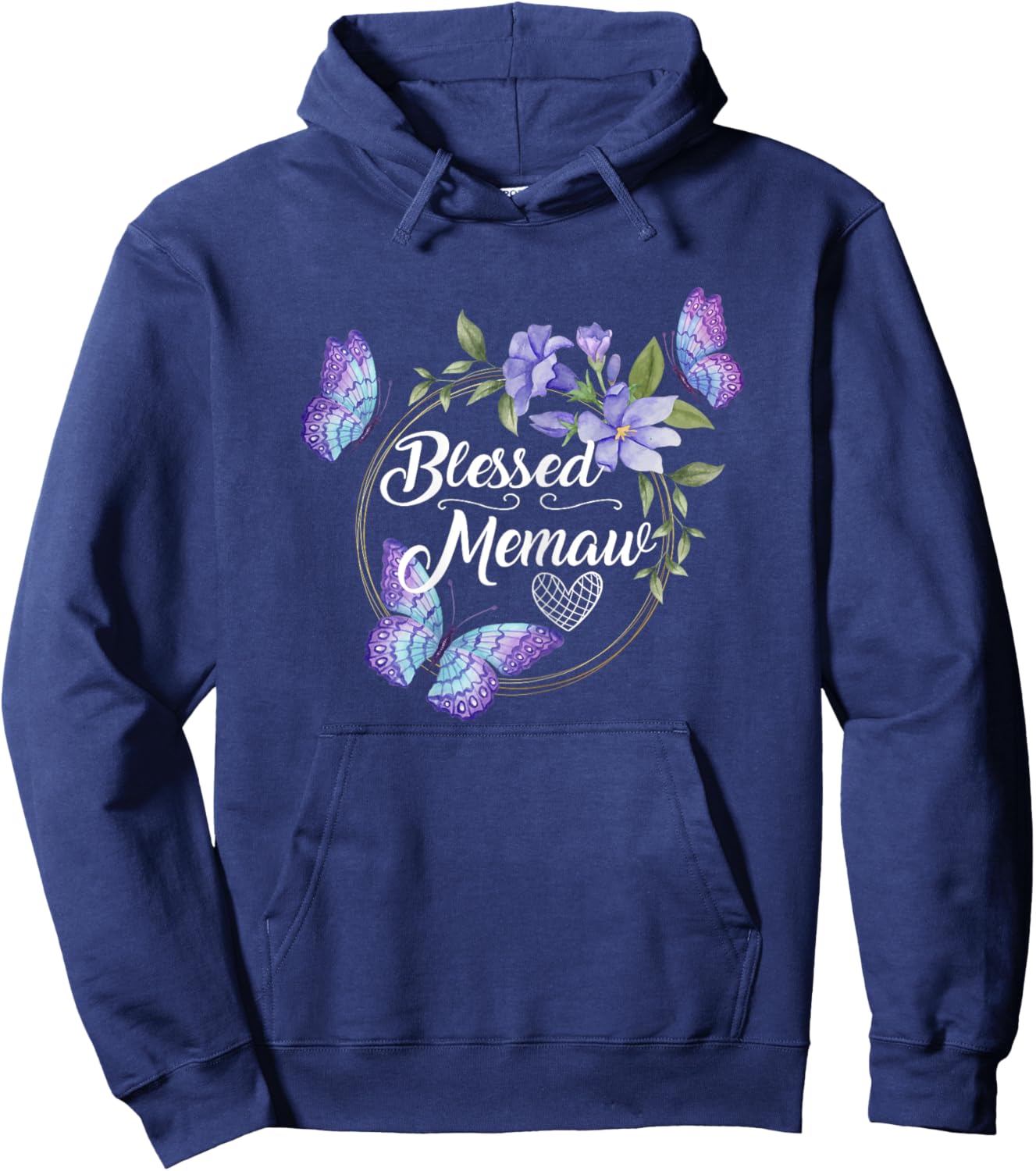 Blessed Memaw Frame with Butterflies print From Kids Hoodie - Hoodie | Navy