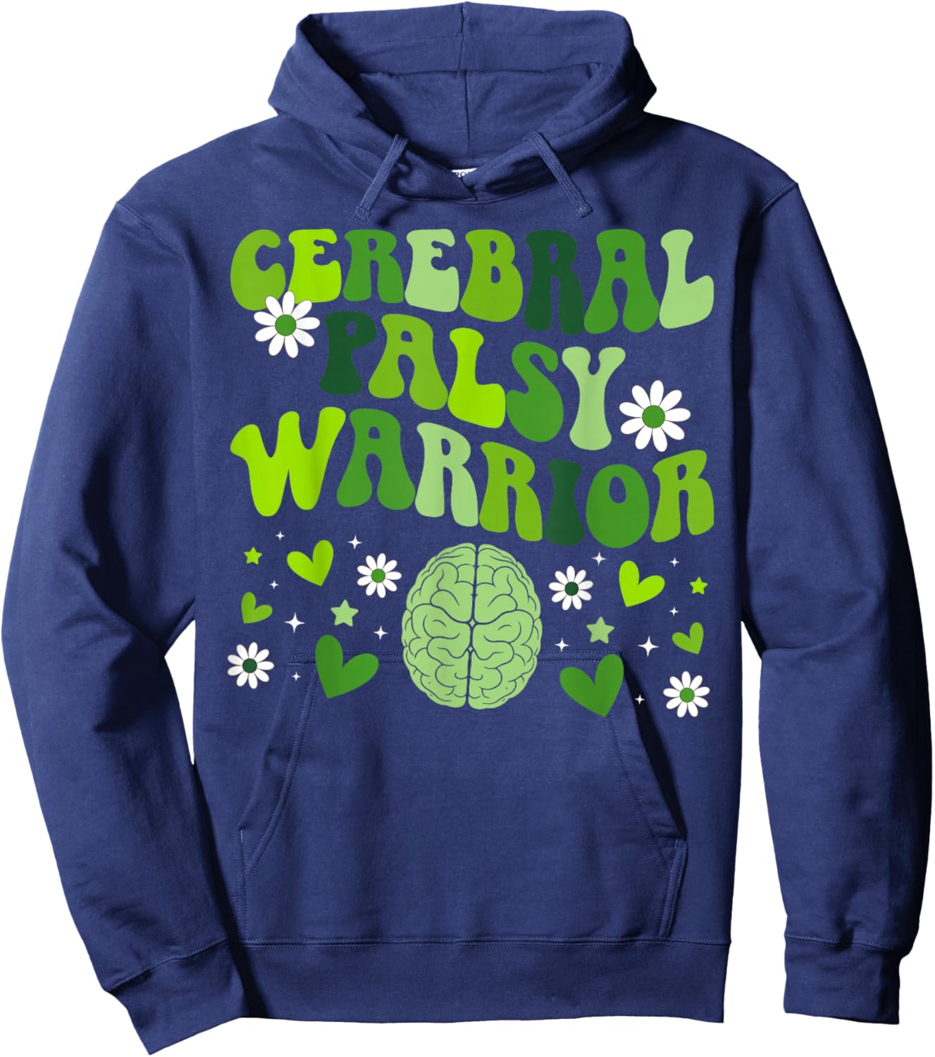 Cerebral Palsy Warrior Groovy CP Awareness Month Hoodie - Hoodie | Navy