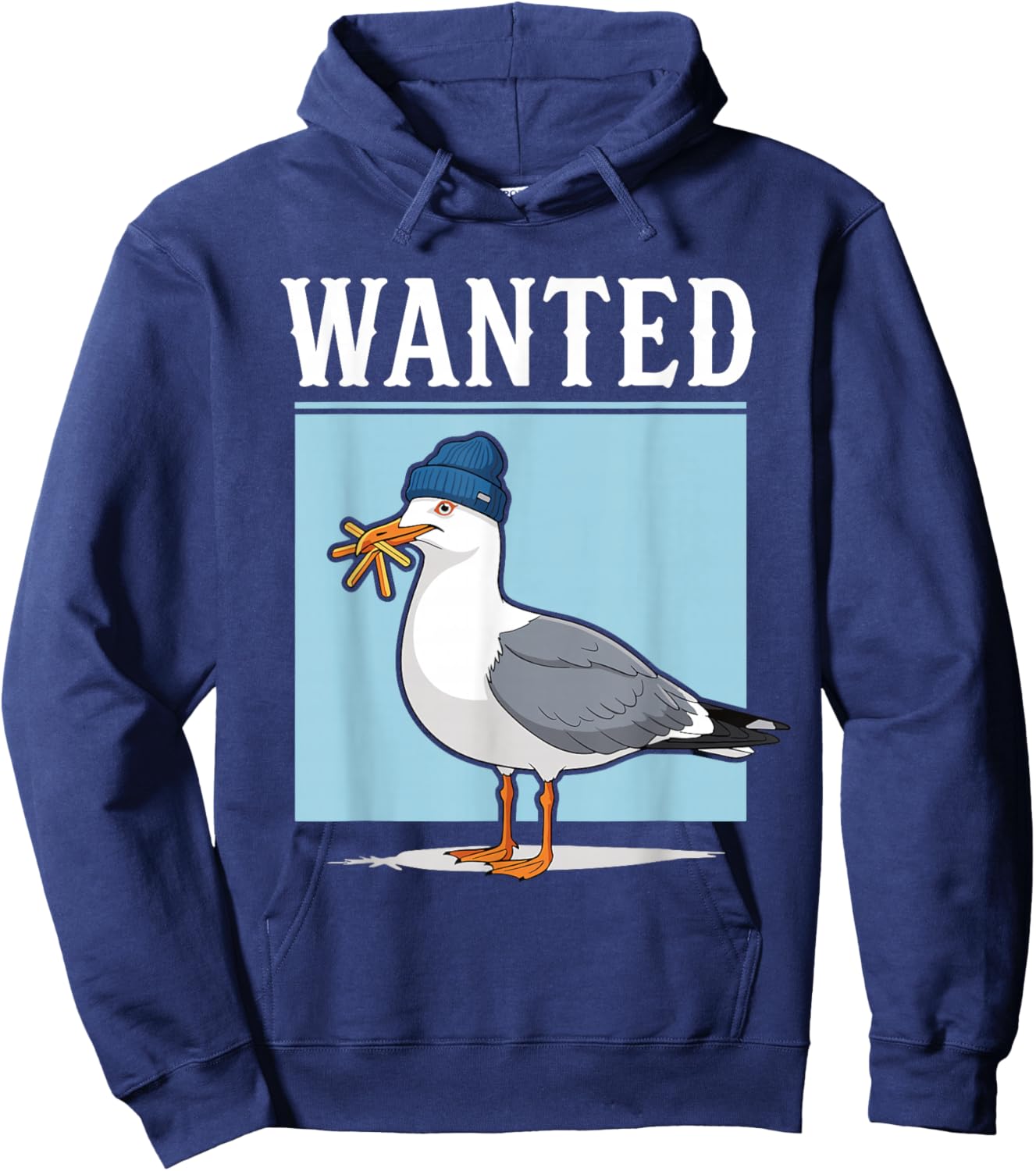 Wanted Möwe mit Pommes Frites Beanie Humor Hoodie - Hoodie | Navy