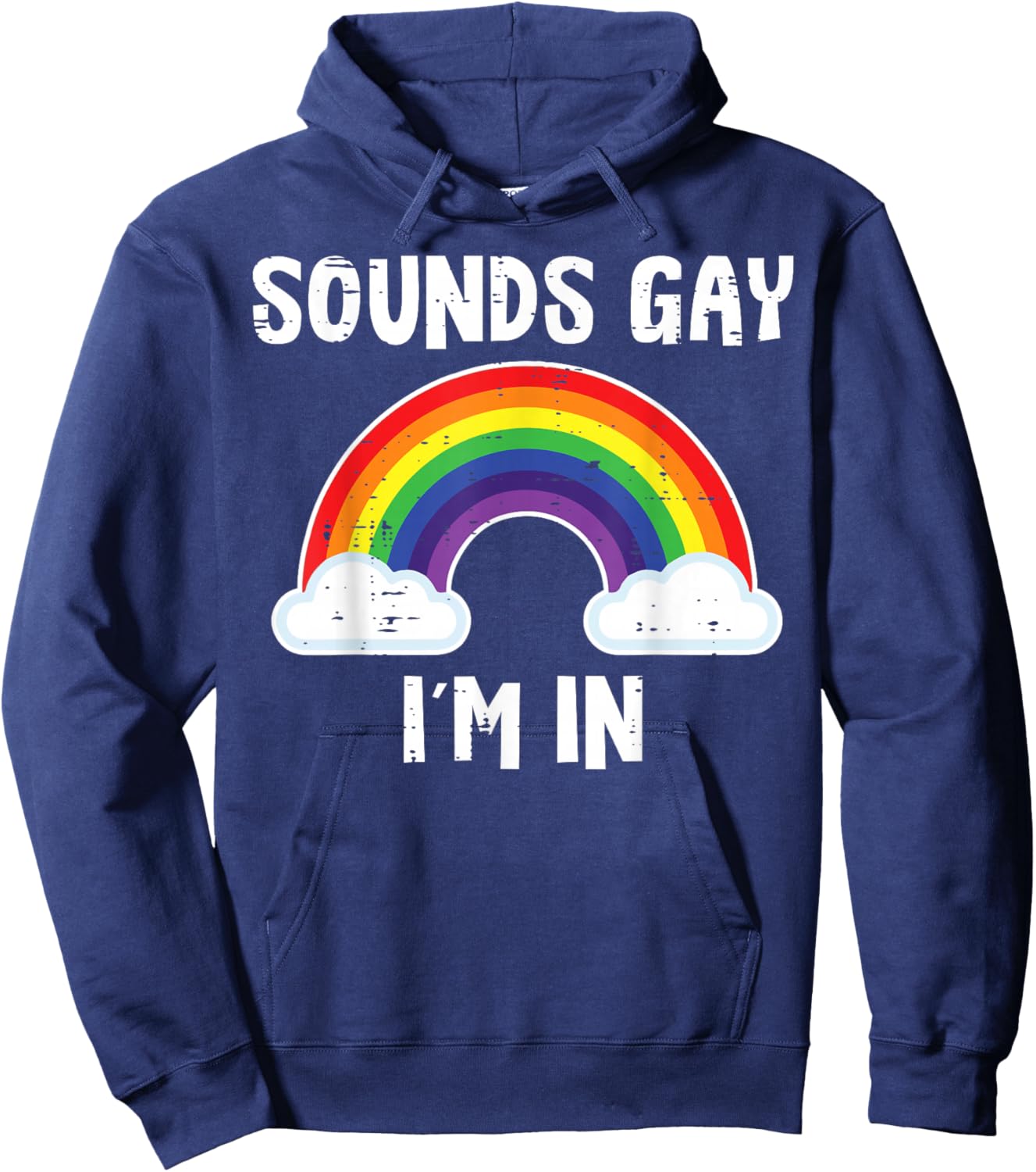 Sounds Gay Im in Rainbow Funny LGBTQ Pride Flag Men Women Hoodie - Hoodie | Navy