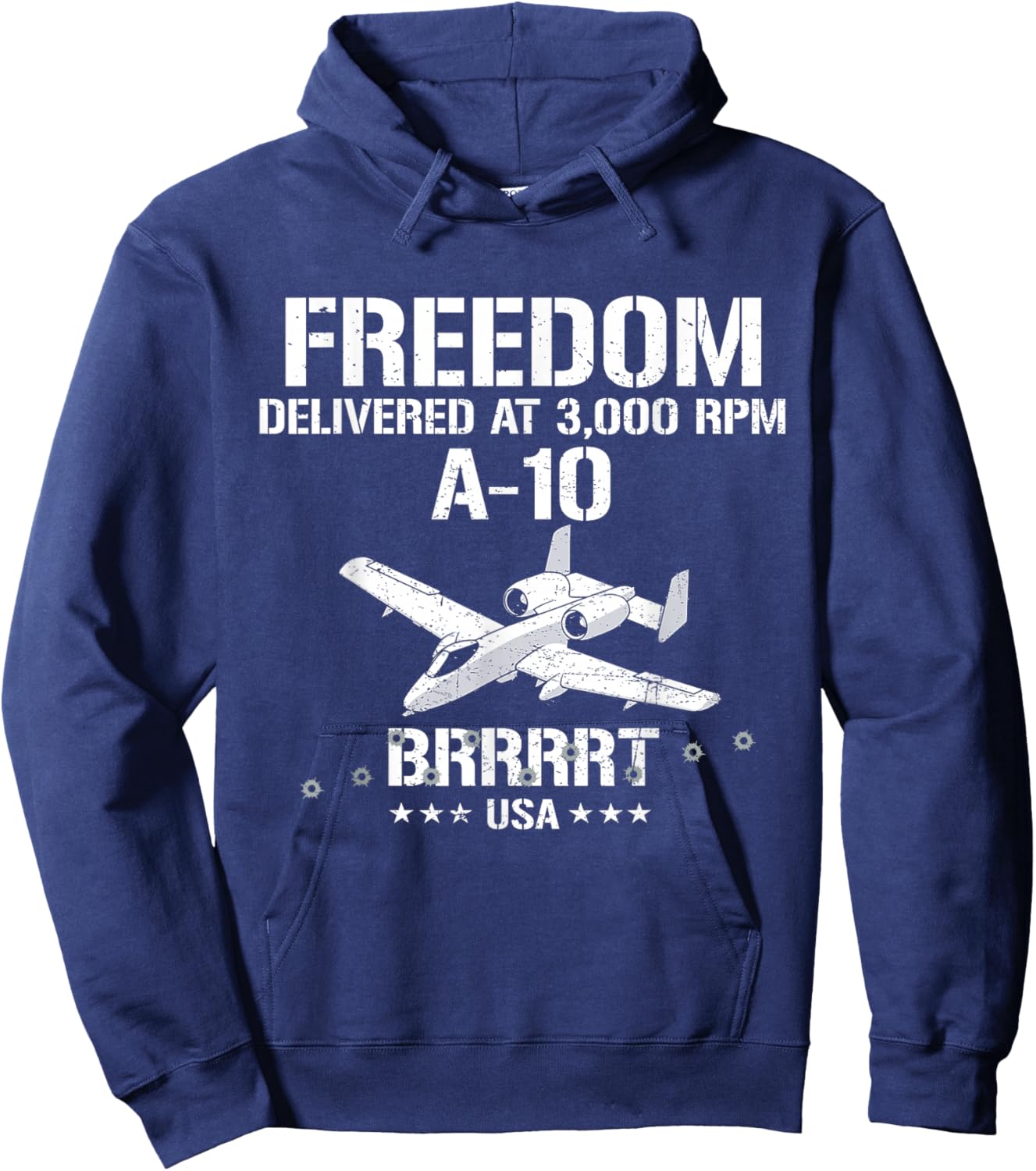 Freedom Delivered at A-10 Thunderbolt Warthog Military Hoodie - Hoodie | Navy