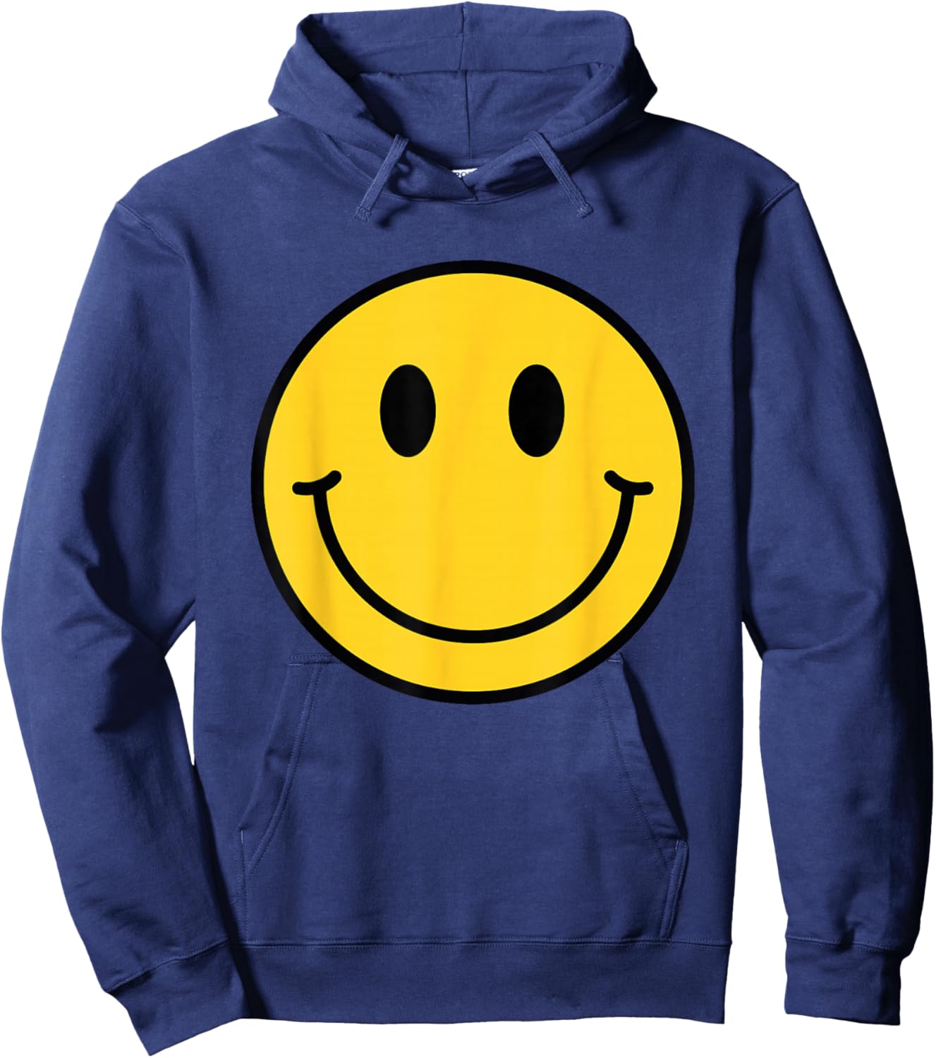 70s Yellow Smile Face Shirt Cute Happy Peace Smiling Face Hoodie - Hoodie | Navy