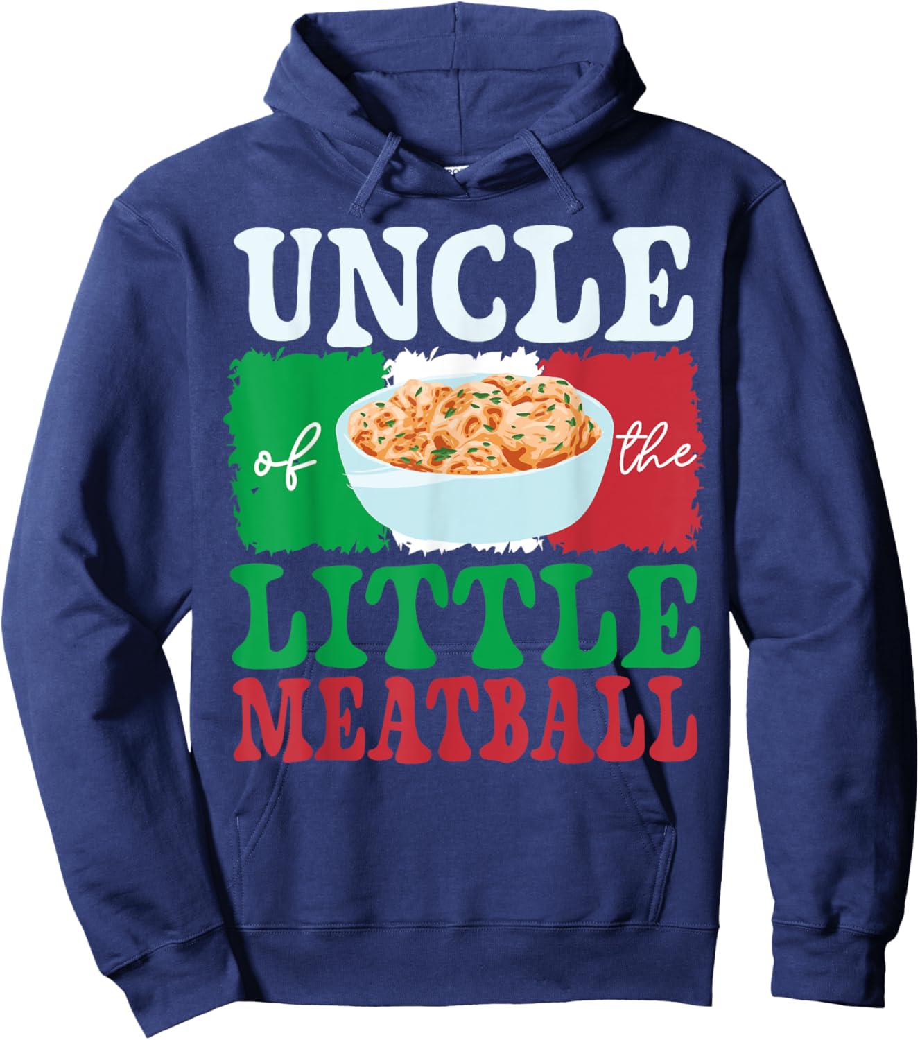 Uncle of Little Meatball Italian Themed Birthday Matching Hoodie - Hoodie | Navy