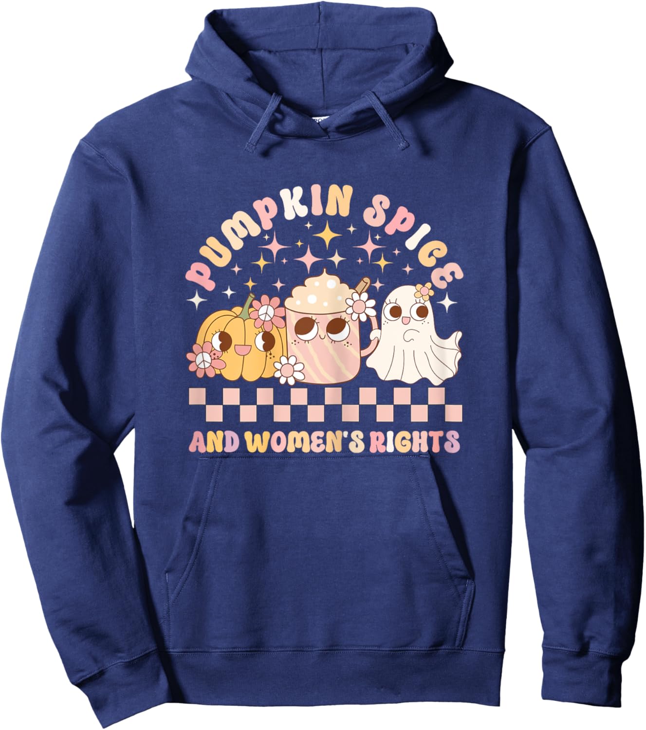 Pumpkin Spice and Women's Rights Cute Ghost Retro Women's Hoodie - Hoodie | Navy